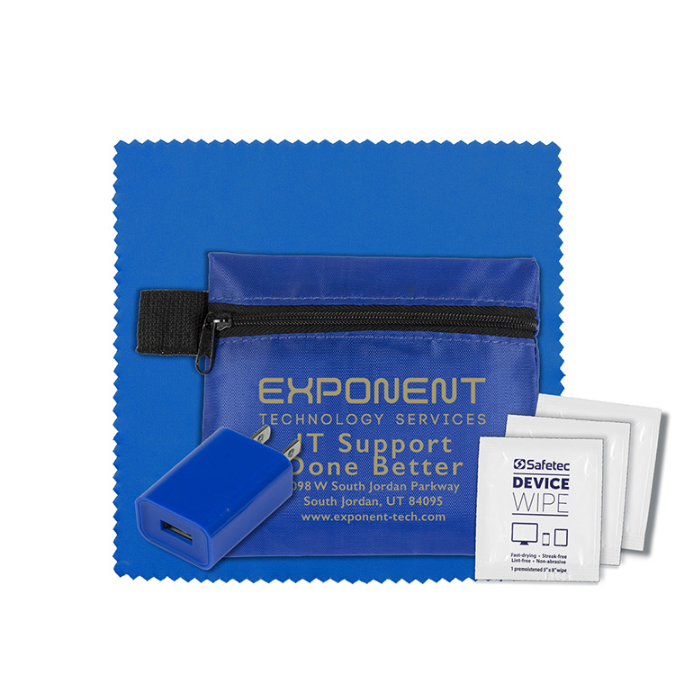 "TECHPACK" Tech Hom and Travel Kit with Microfiber Cleaning Cloth and US Wall Charger 9