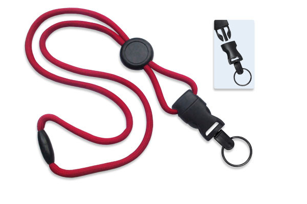 1/4" Blank Detachable Lanyard w/Round Slide & Split Ring (Red) 1