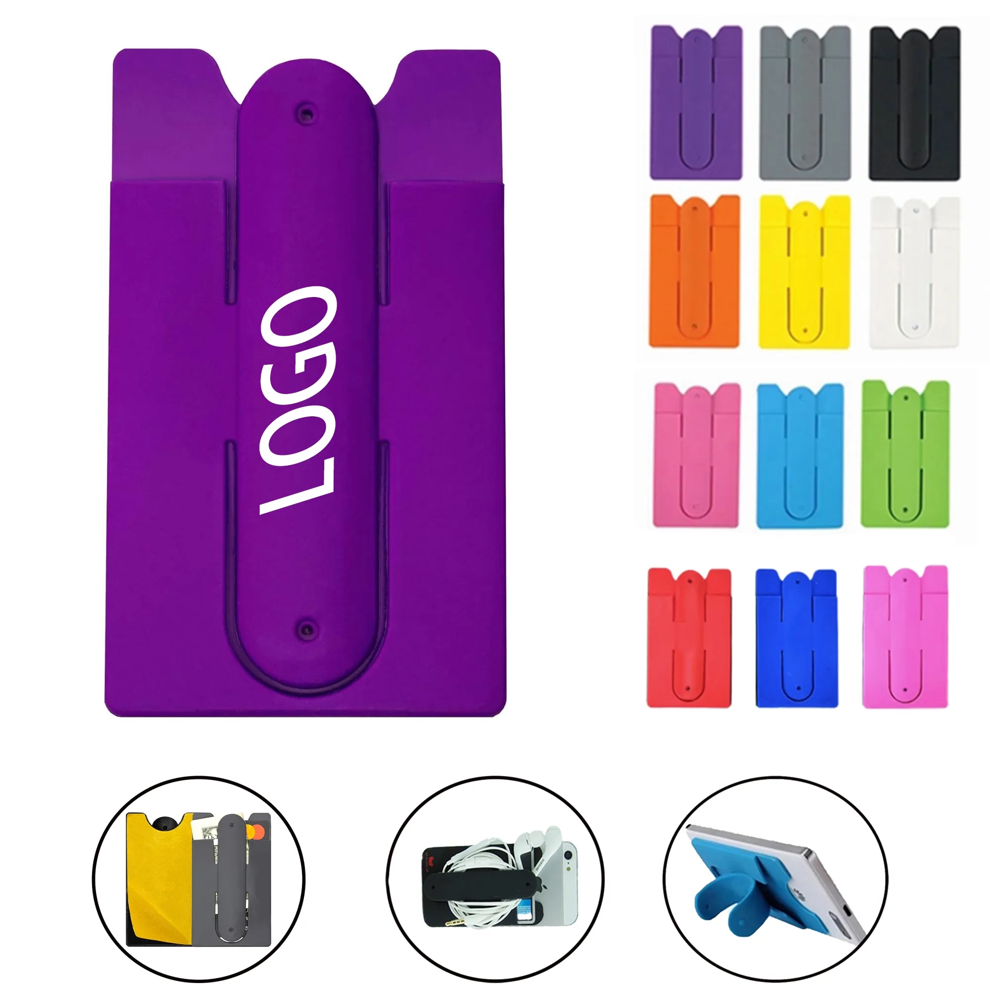 2-in-1 Silicone Mobile Phone Card Holder Stand 5