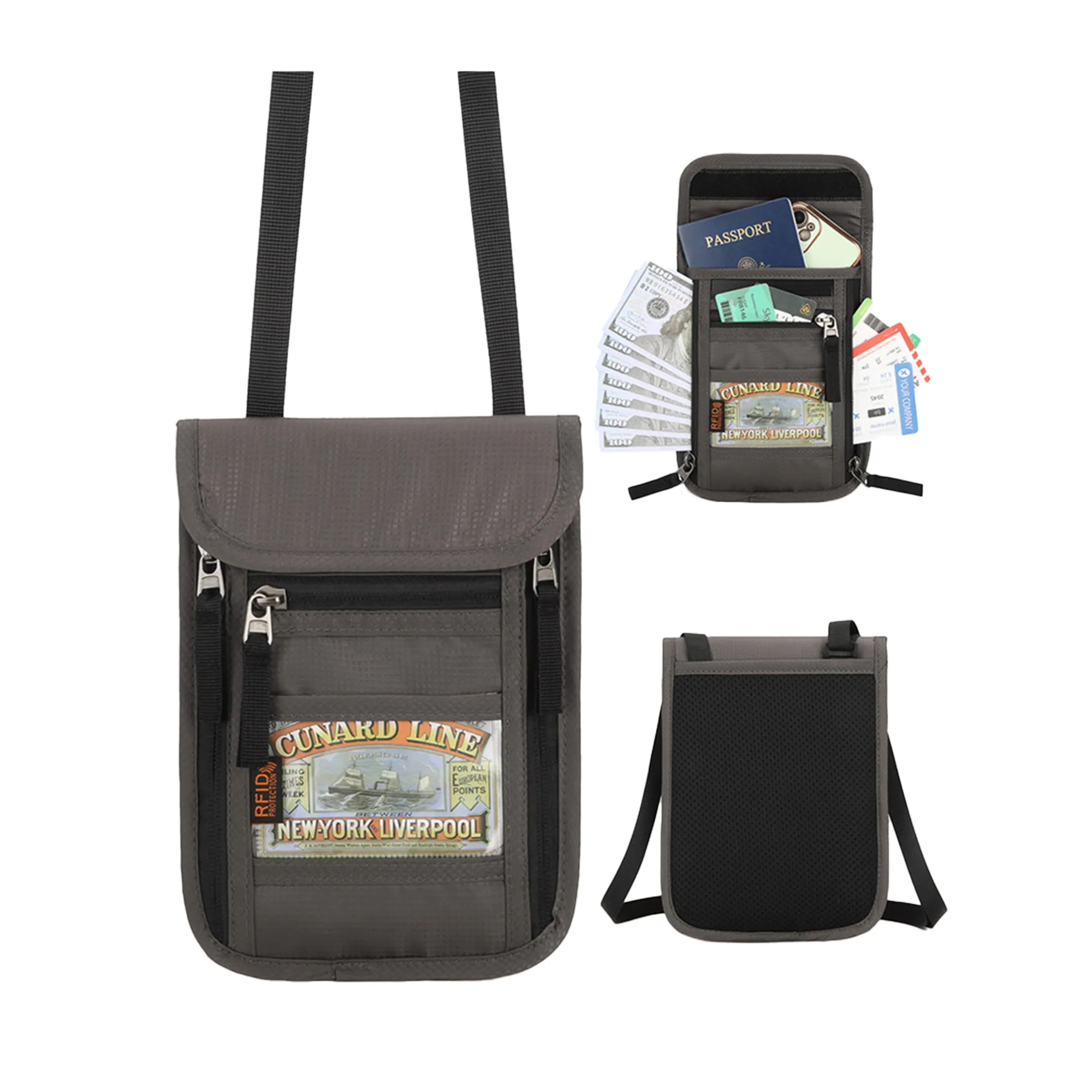 RFID Blocking Passport Holder Neck Pouch 8