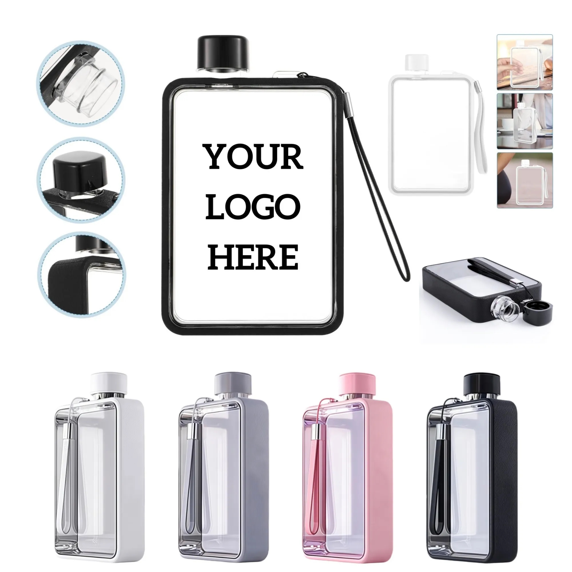 13OZ Sleek & Durable Polycarbonate Flat Water Bottle 4
