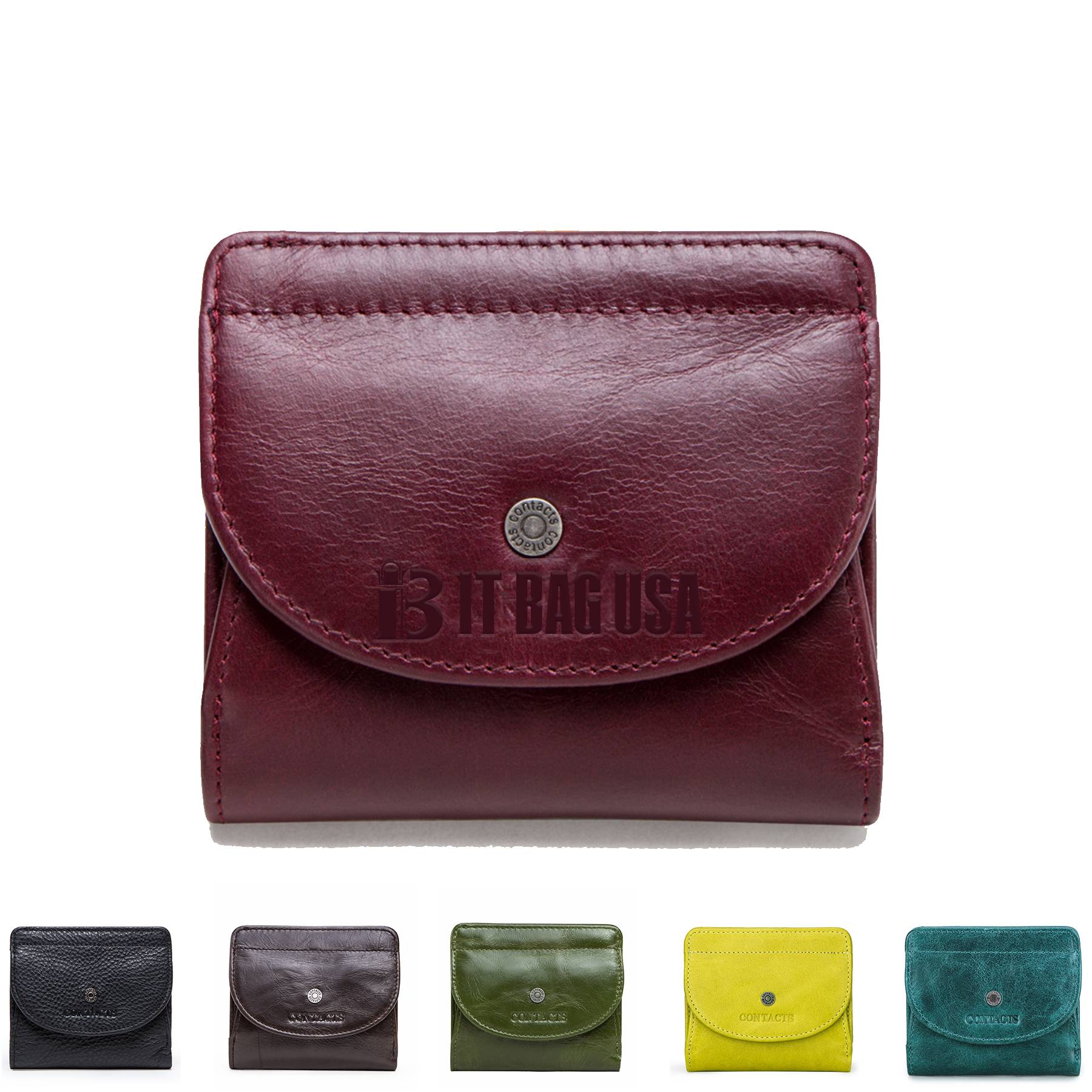 Leather Slim Bifold Purse Card Holder Wallets Women 6