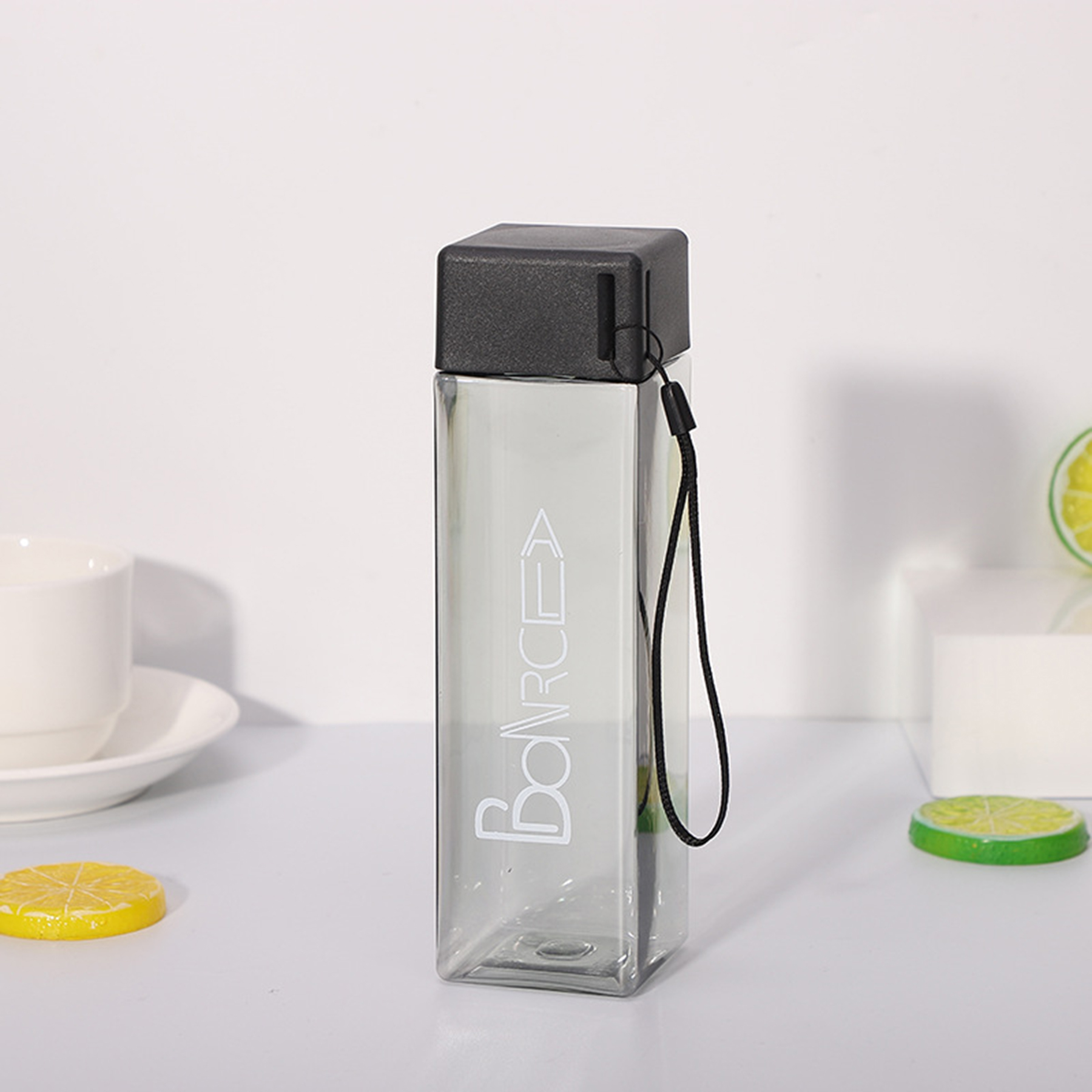 Portable Square Shape Pure Color Water Bottles With Lid 3