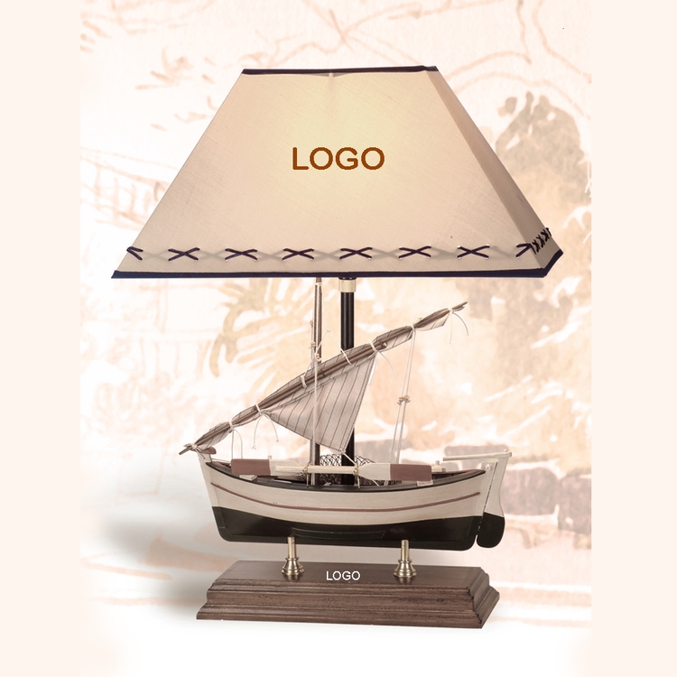 21.5" Sail Boat Table Lamp on Mahogany 2