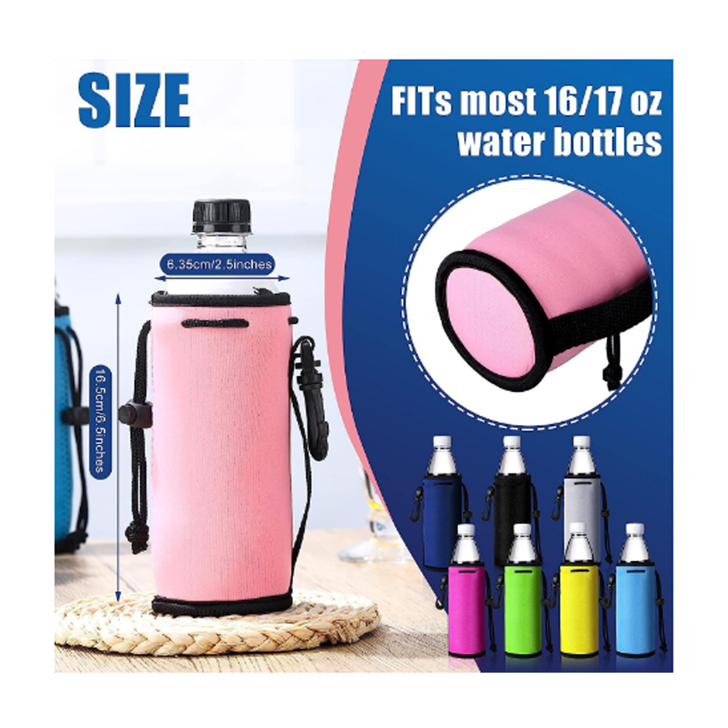 Custom Drawstring Neoprene Water Bottle Insulators, custom koozie with logo imprint 1