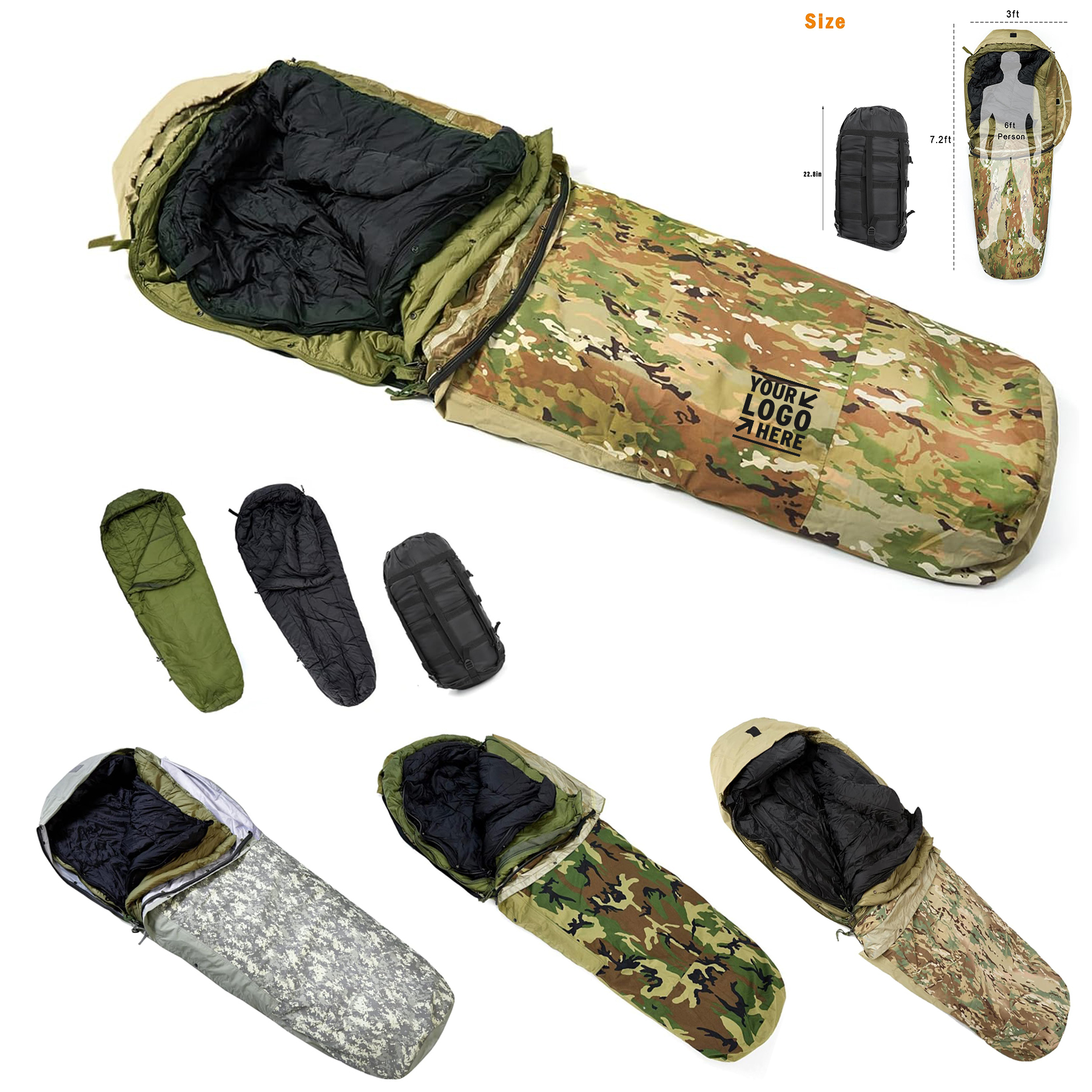 All Season Army Military Modular Multi Layered Sleeping Bag System with Bivy Cover 2
