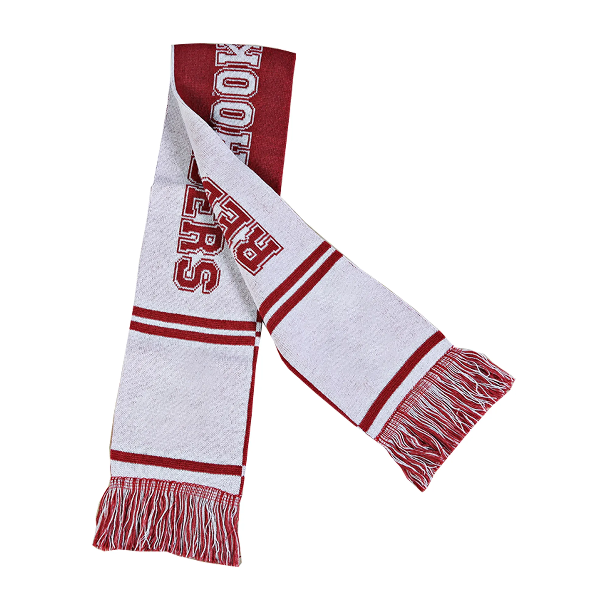 Custom Red Knitted Stadium Sports Scarf With Fringe 2