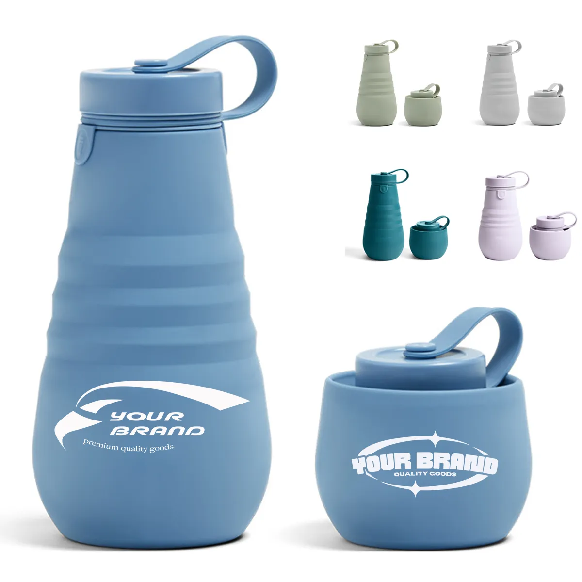 20 oz. Travel Collapsible  Reusable Silicone Water Bottles 3