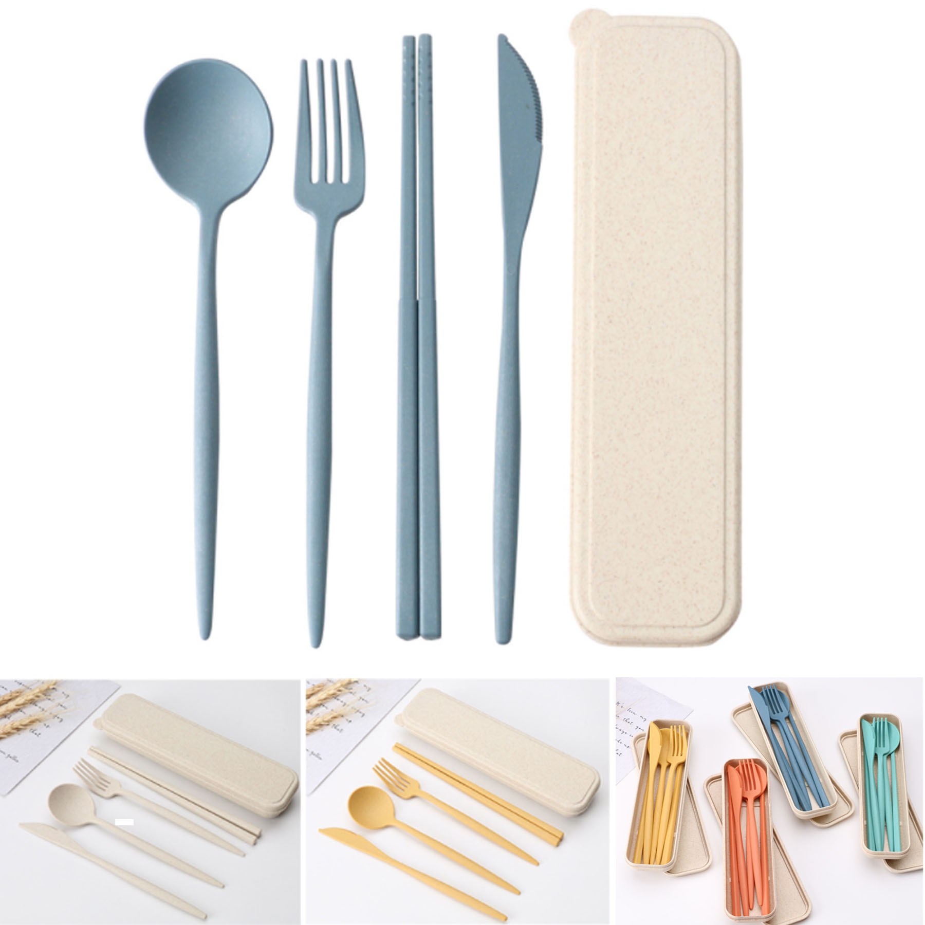 Portable Wheat Straw Utensils Set 2