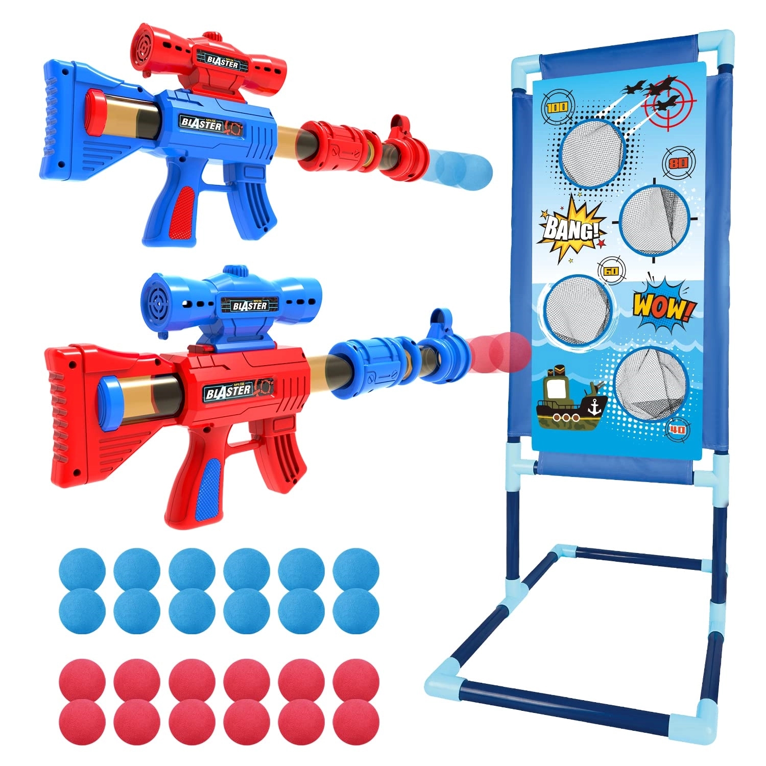 Ball Popper Gun Toy Set With Standing Shooting Target 2