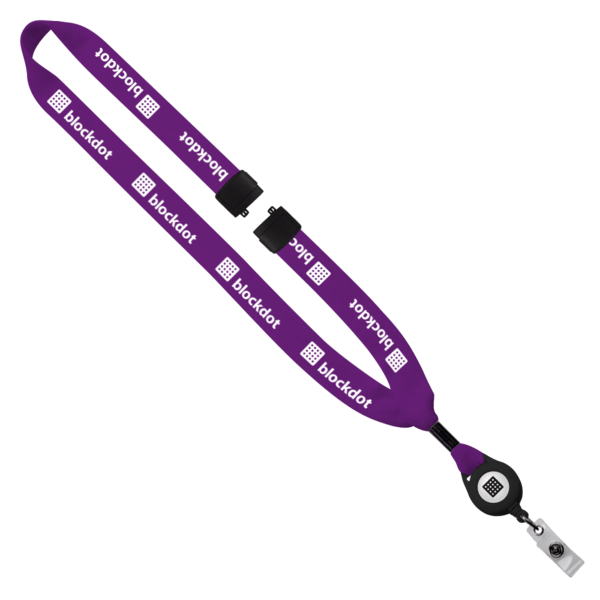 3/4" Cotton Lanyard with Metal Crimp & Retractable Badge Reel 178