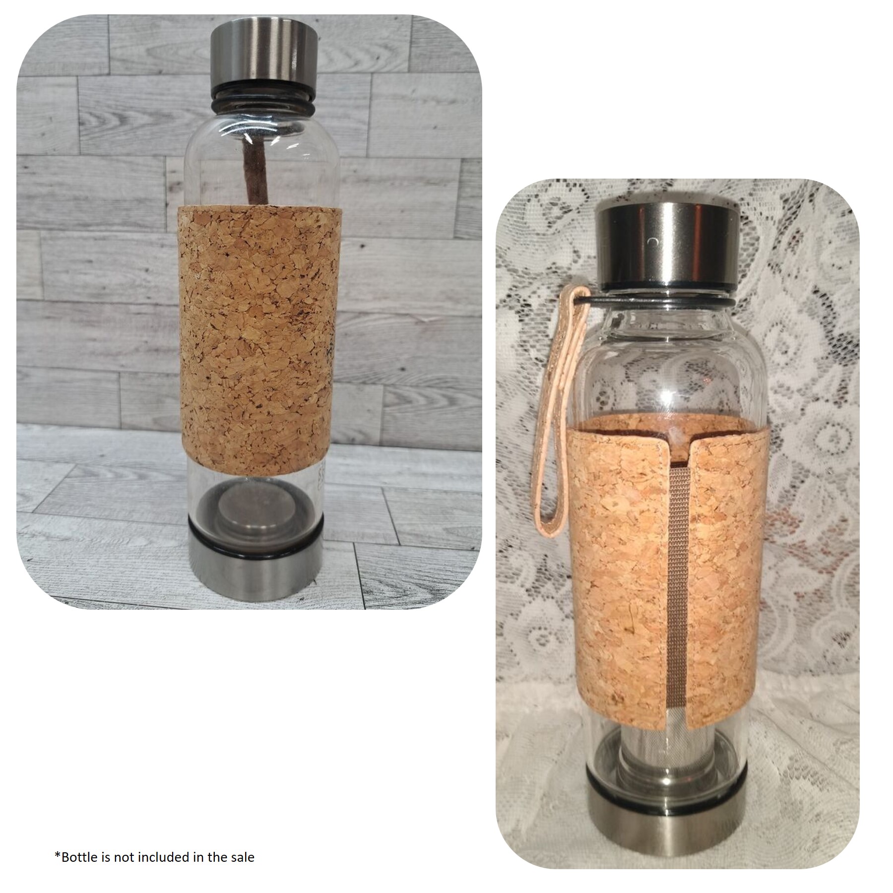 Reusable Compatible cork Coffee Cup/bottle Sleeve with elastic band 2