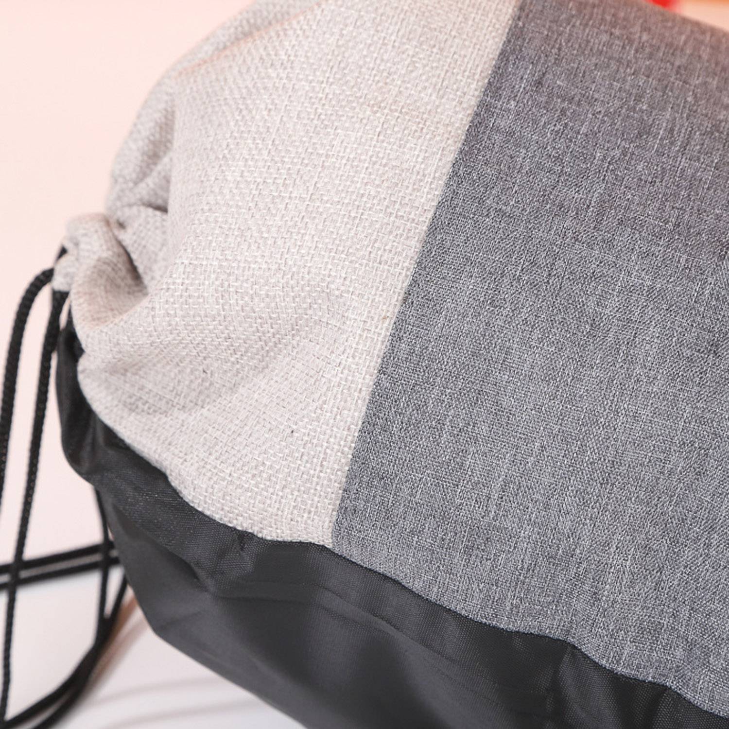 Linen Oxford Cloth Outdoor Splicing Drawstring Backpack 4