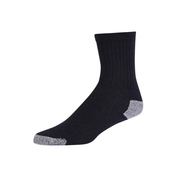 Cotton Crew Sport Socks - Black 10-13 2