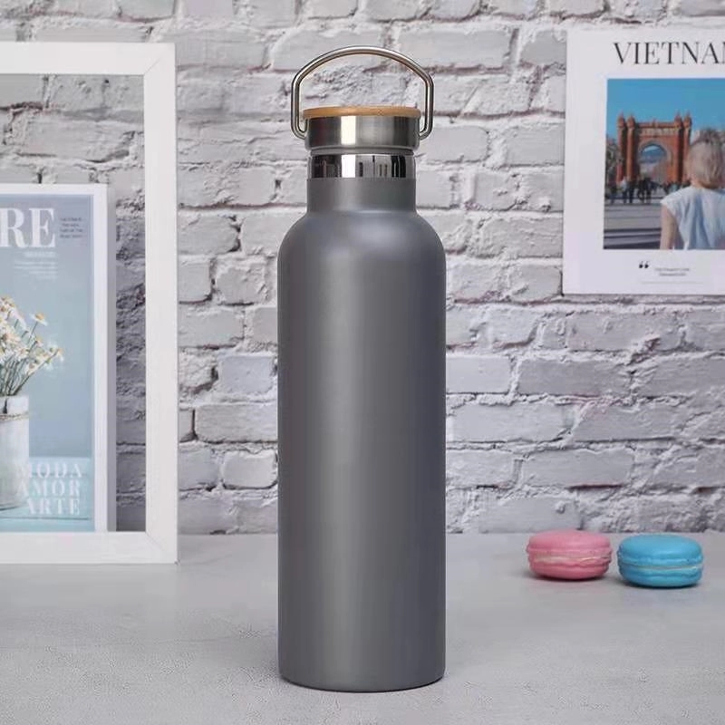 20 oz. Vacuum Bottle with Bamboo Lid, custom water bottle with logo imprint 2