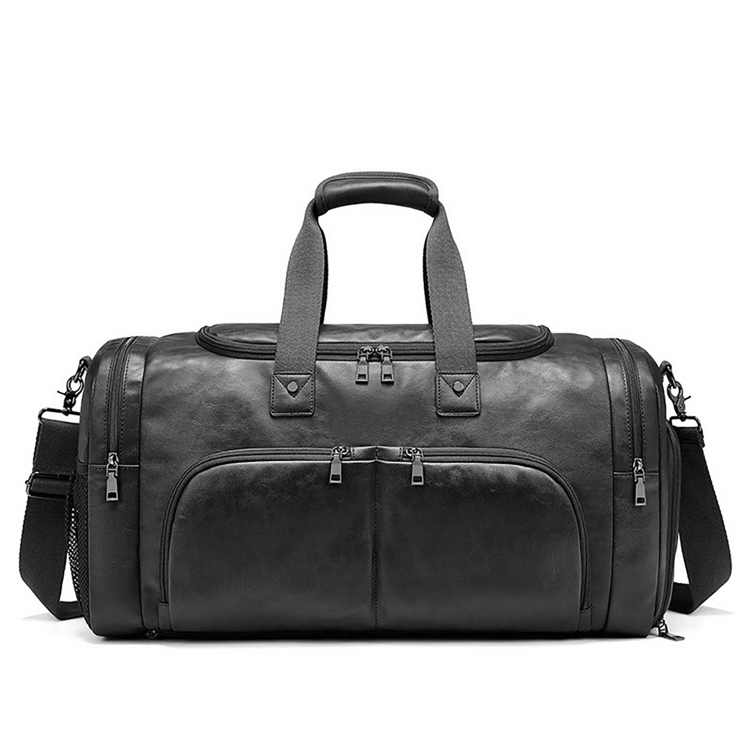 Men'S Waterproof Pu Shoulder Bag W/ Multi Compartments 3