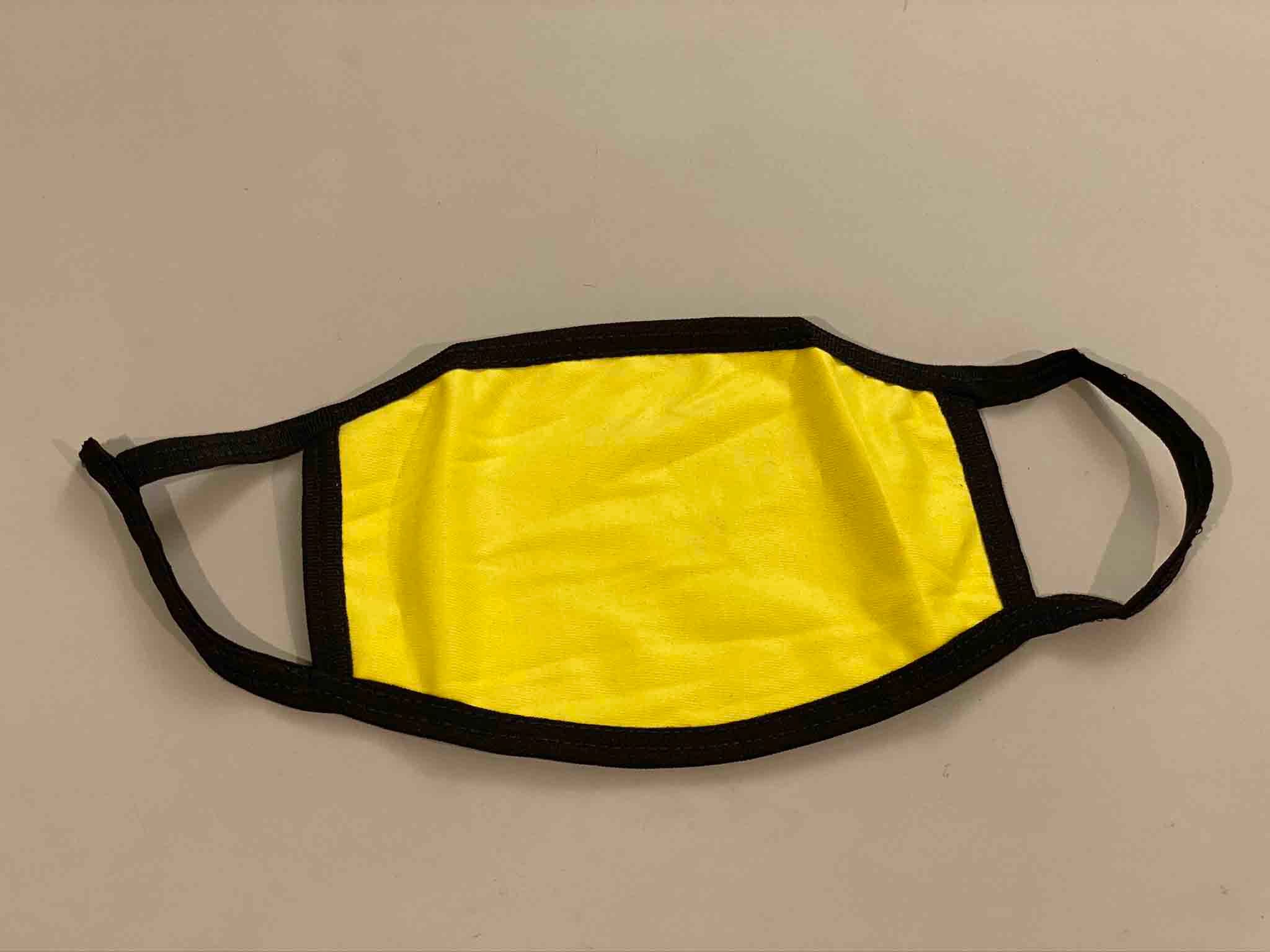 Yellow Cotton Face Mask (Black Ear Loops) 3