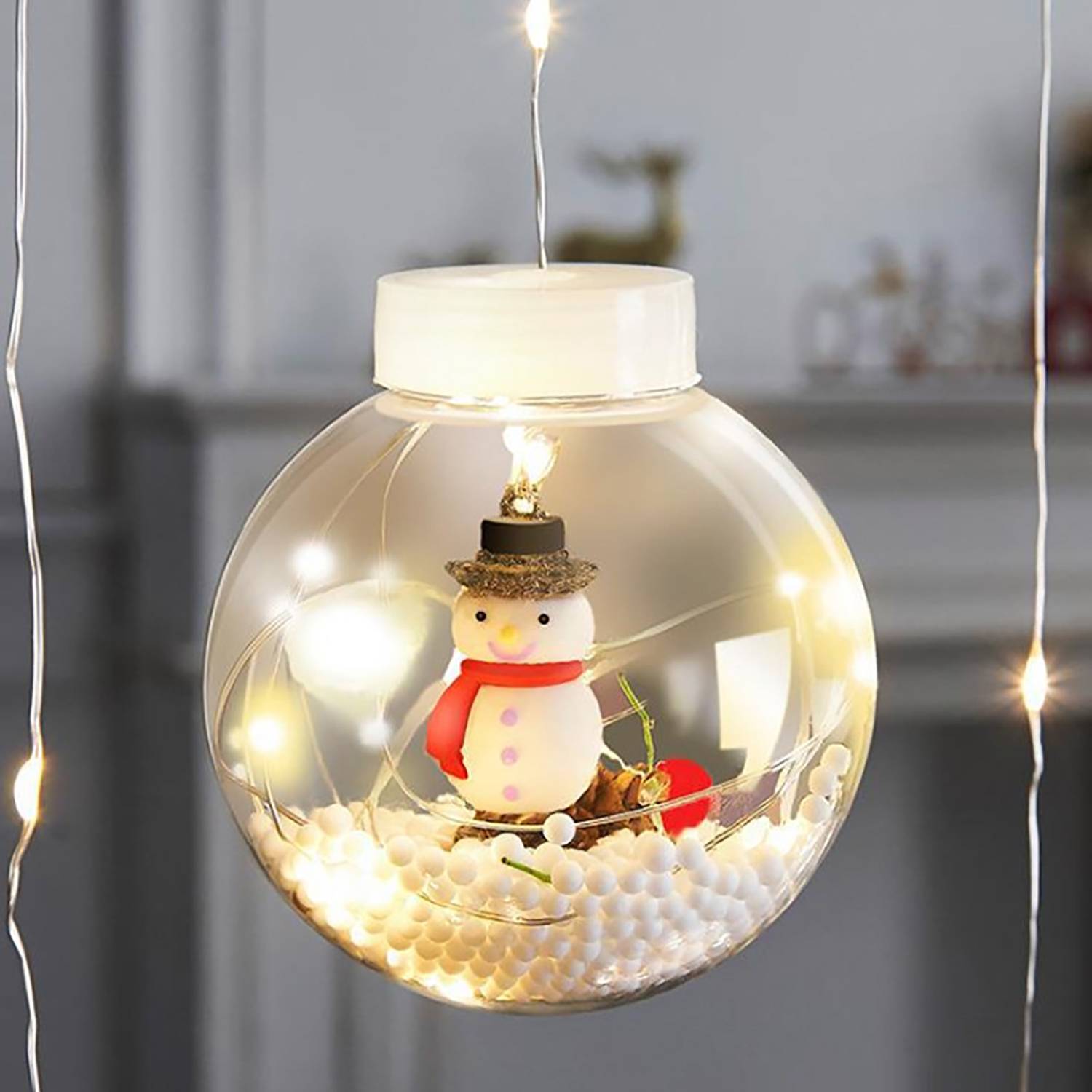 LED Santa Claus Snowman Wishing Ball Curtain Lights 5