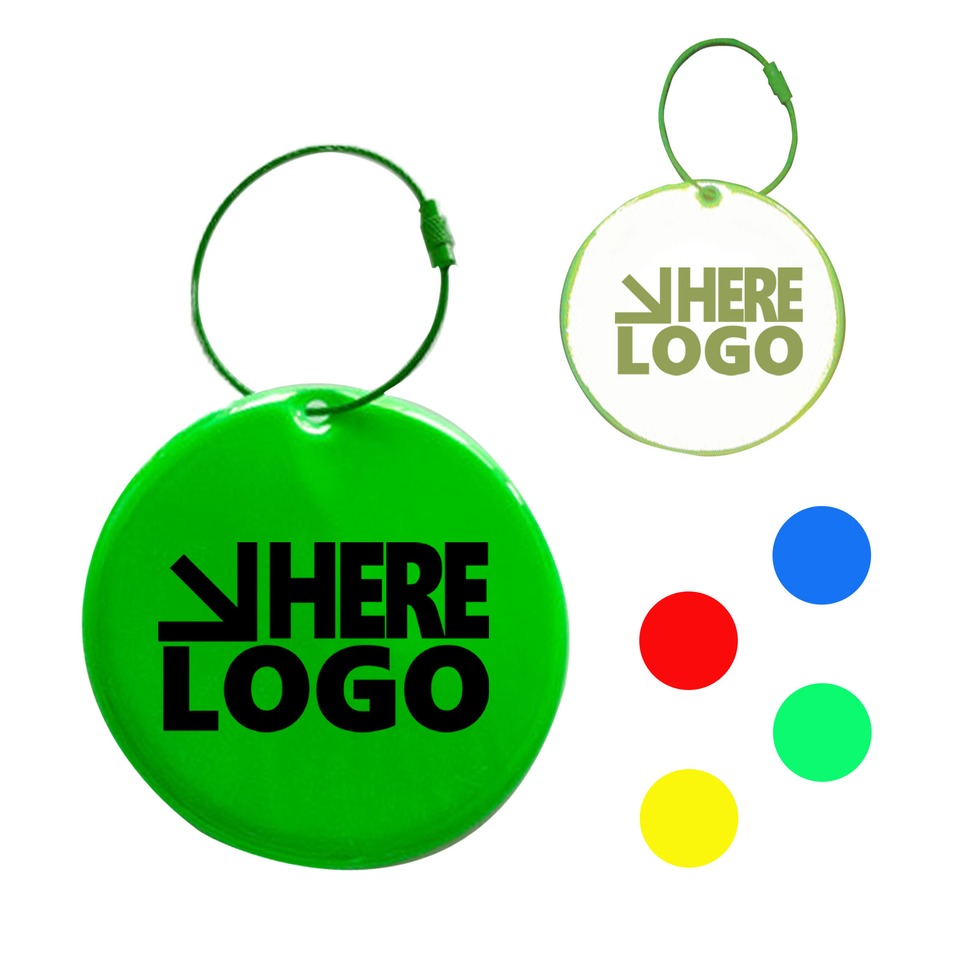 MOQ 100 2-Inch Round Reflective PVC Disc Pendant 1