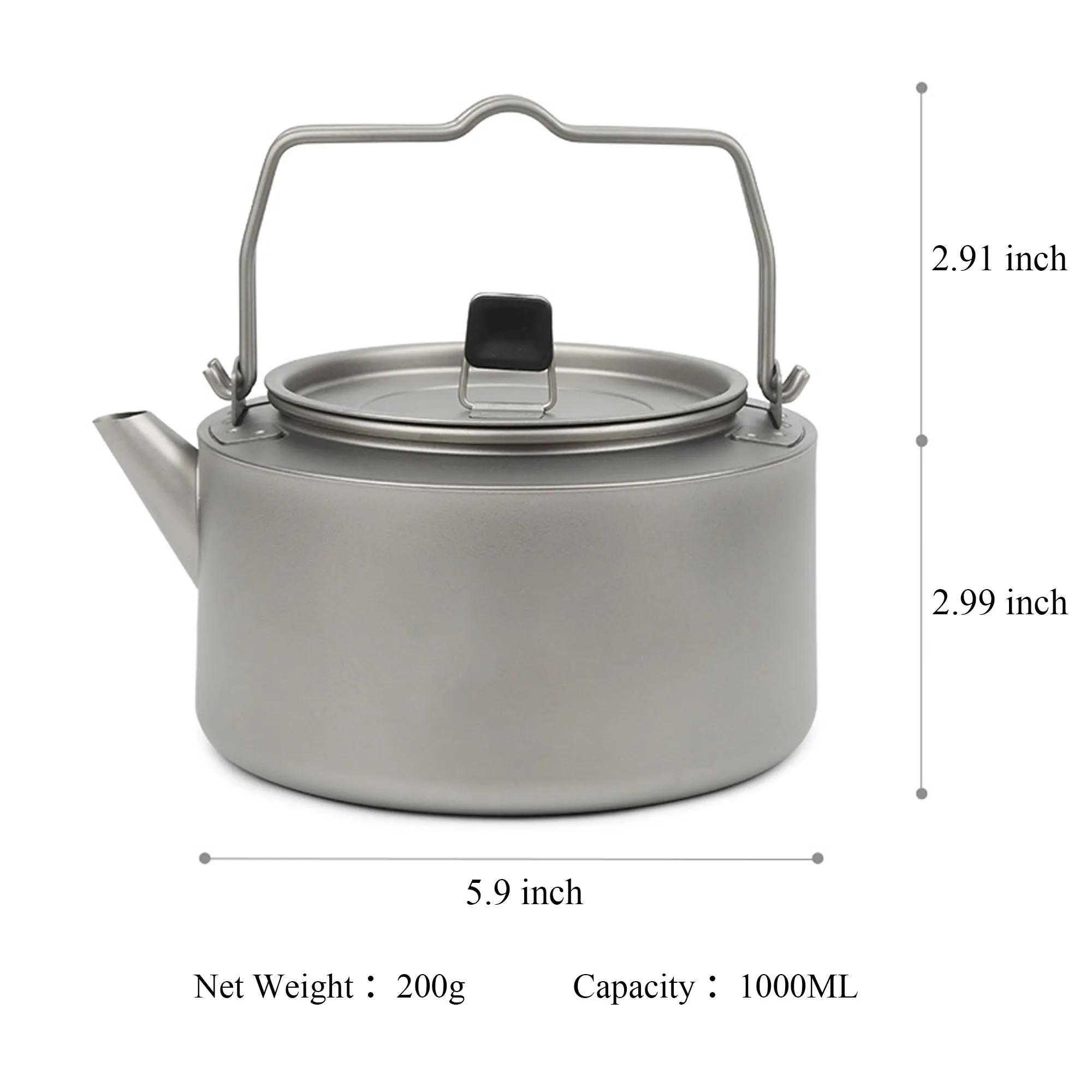 Titanium Kettle Outdoor Camping Coffee Water Boiler W/Handle 1