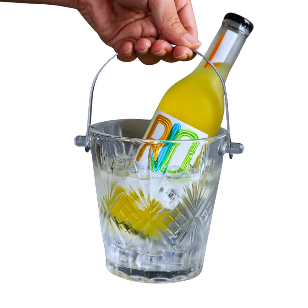 1L Mini Crystal Glass Ice Bucket with Handle and Tong 4