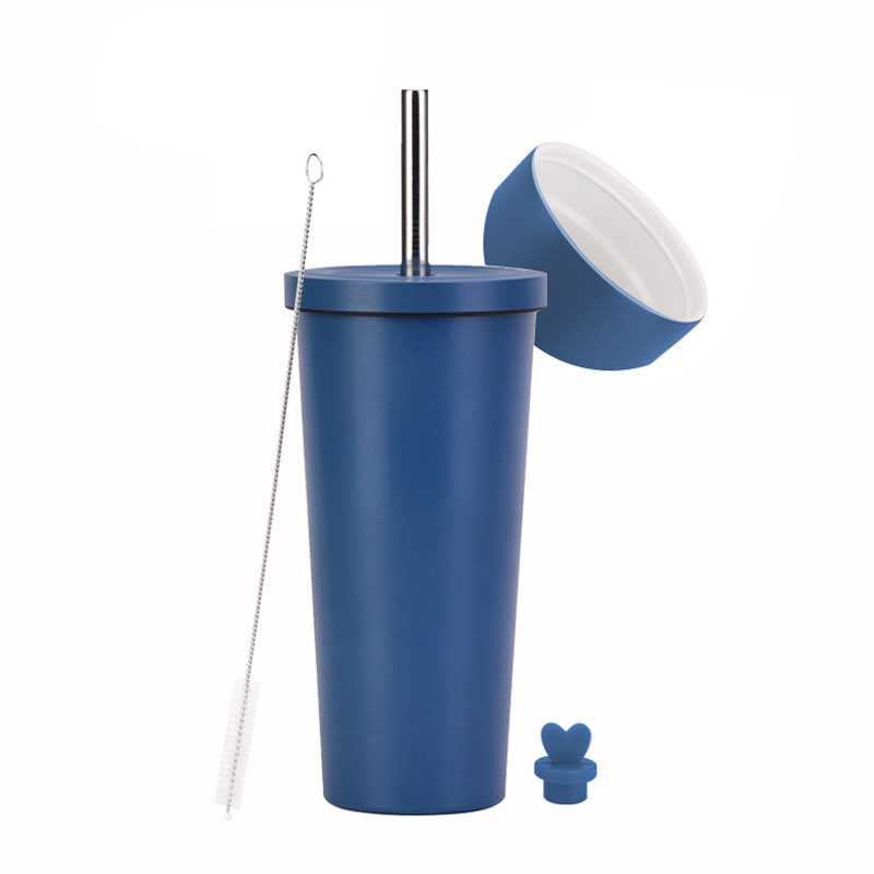 Double Wall Vacuum Straw Insulated Tumbler with Lid 11