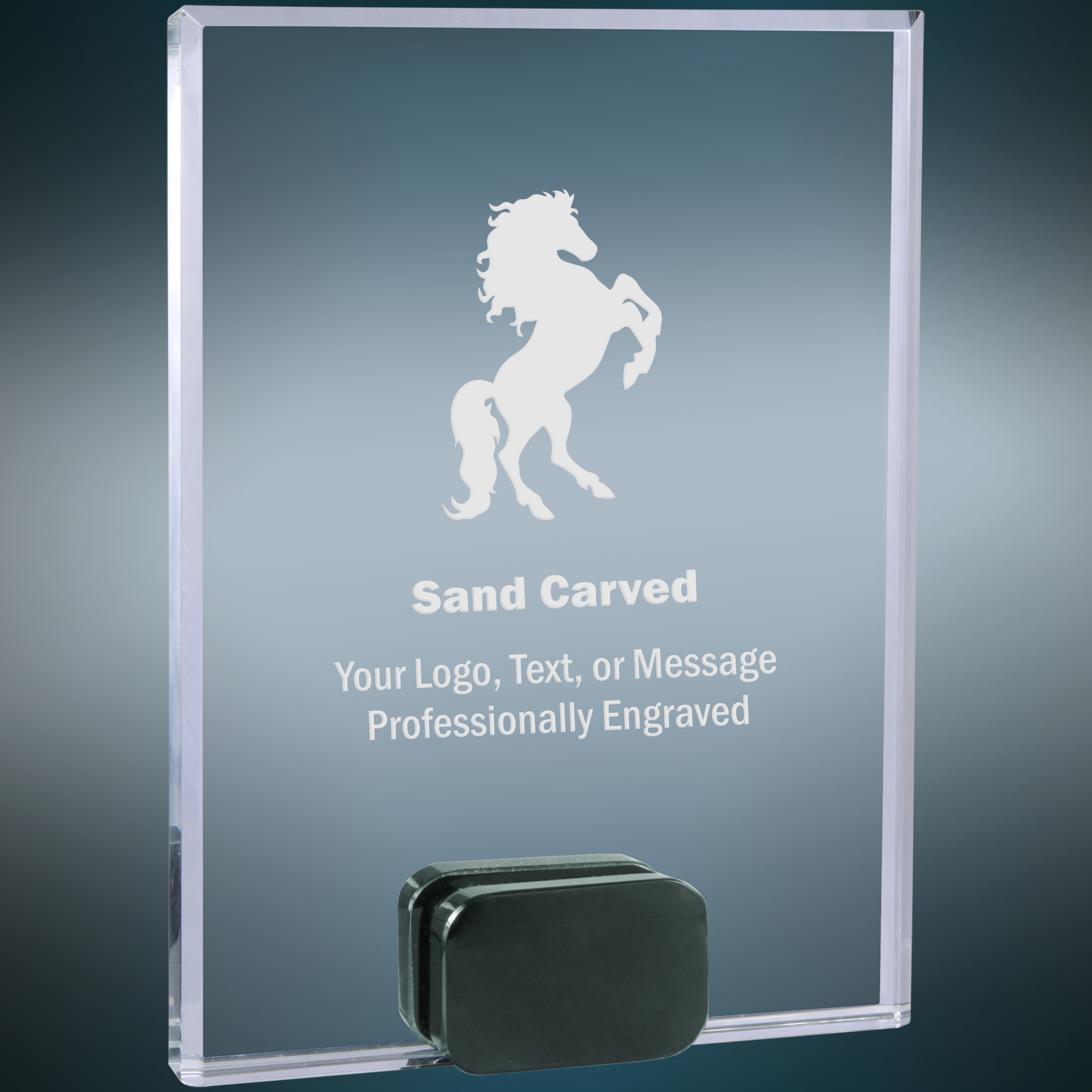 6" x 8" Crystal Rectangle Award with Black Crystal Base