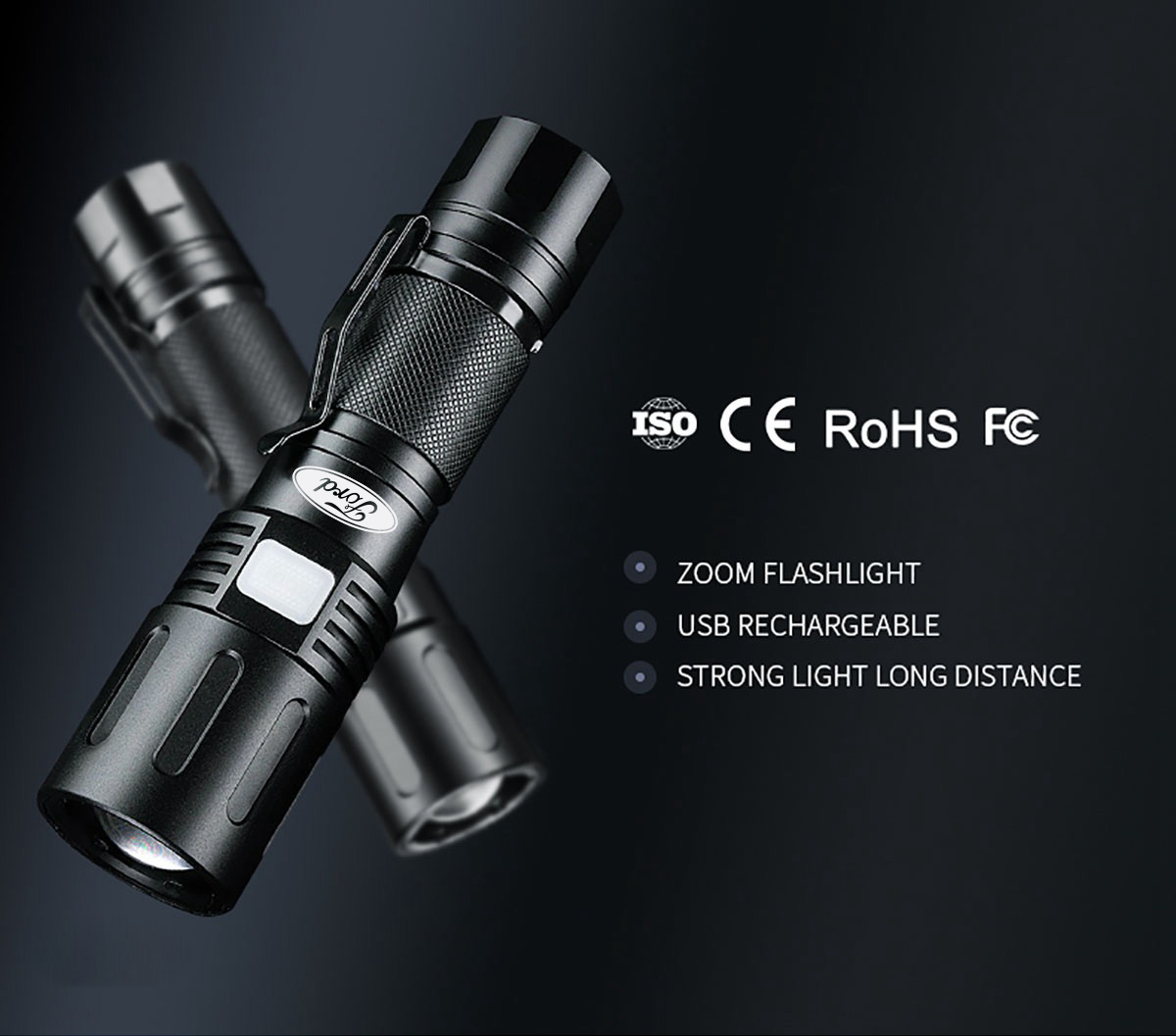 3000 Lumens Zoomable LED Flashlight Extremely Bright USB-C Powered Rechargeable 3700mAh With Power B 12