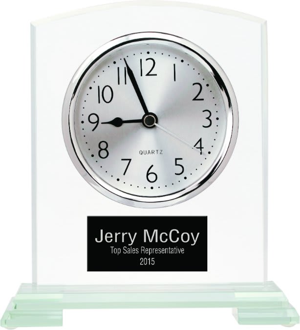 6 1/2" Square Arch Glass Clock 1