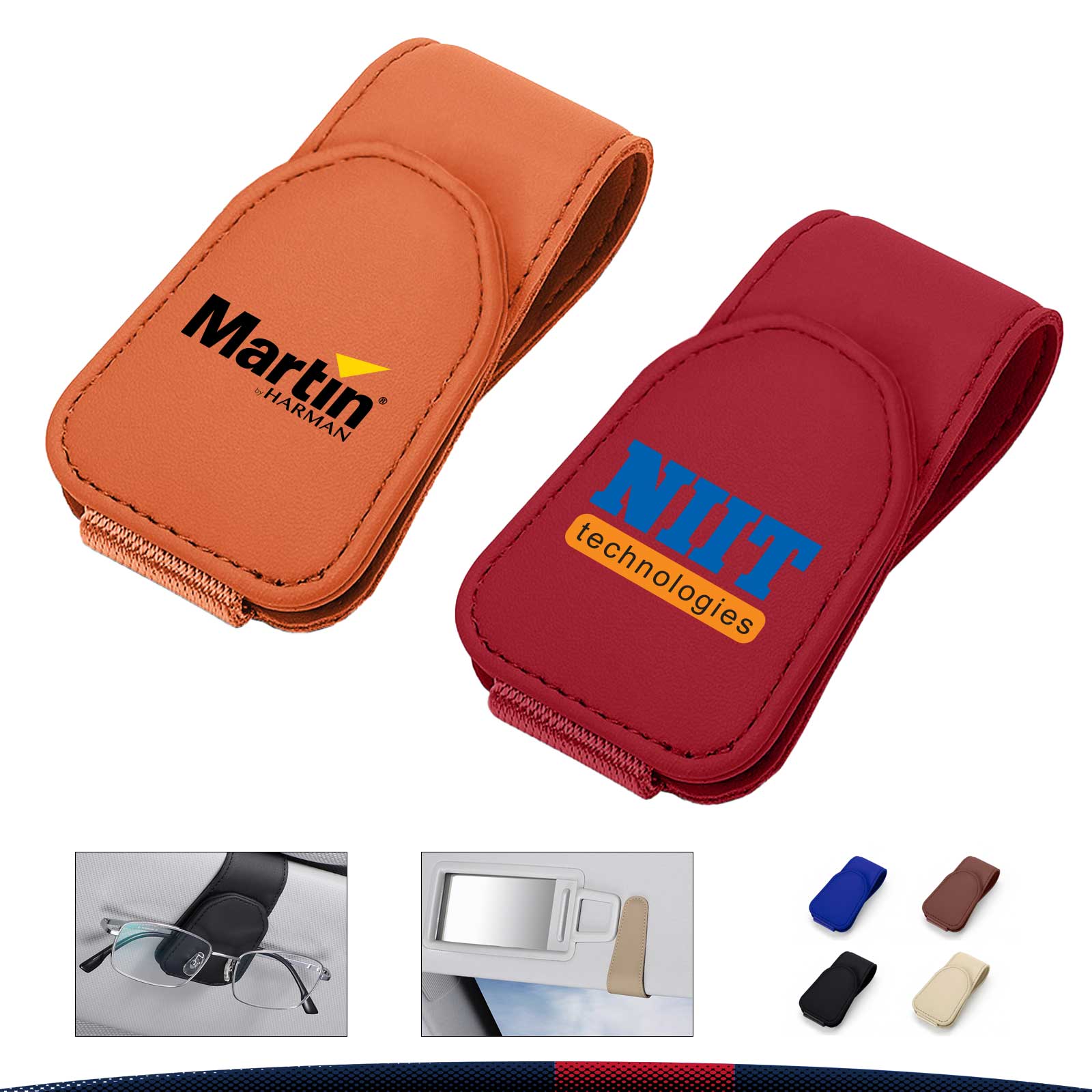 Jasa PU Leather Car Eyeglasses Clip 2