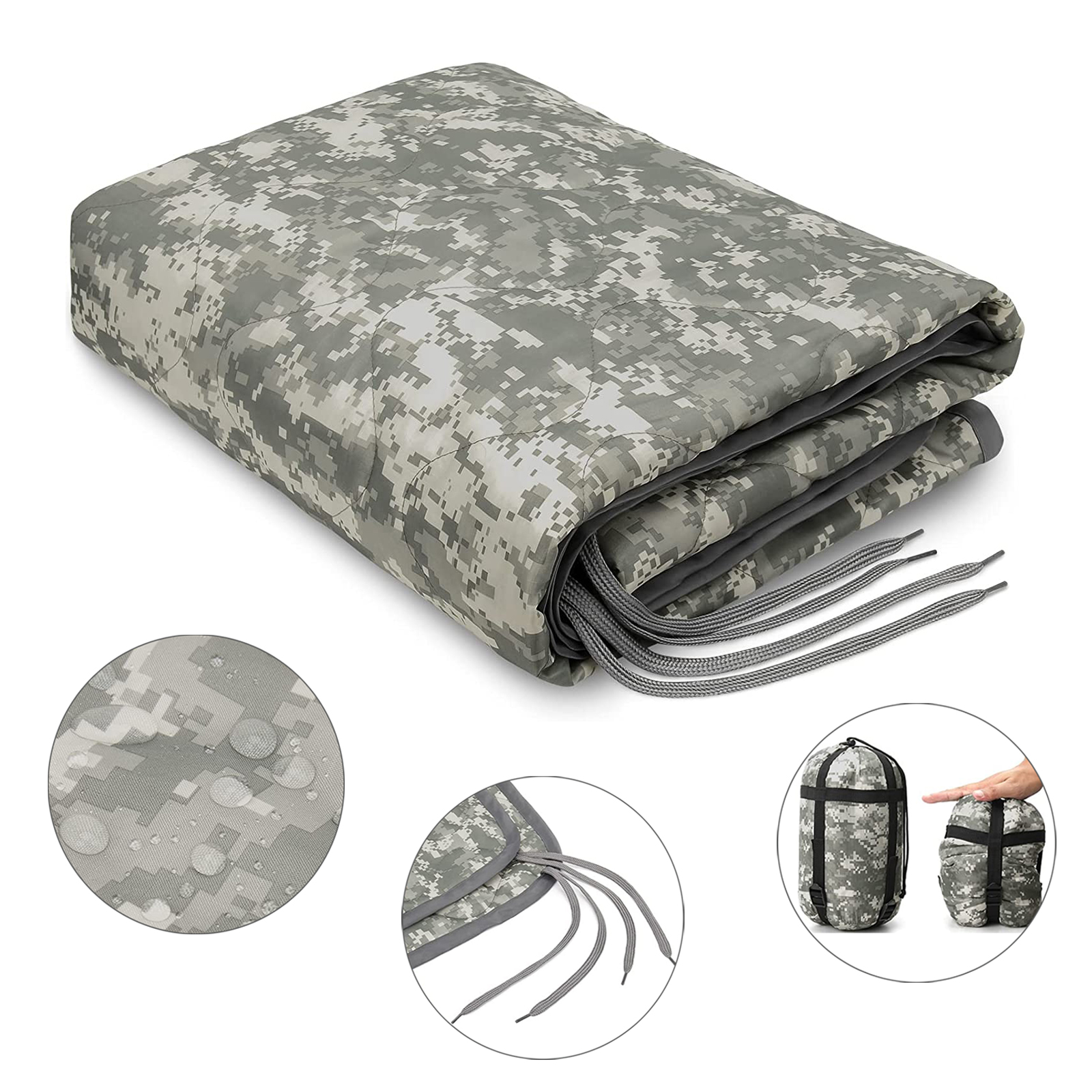 Water-Resistant Poncho Liner Thermal Insulated Camping Blanket 2