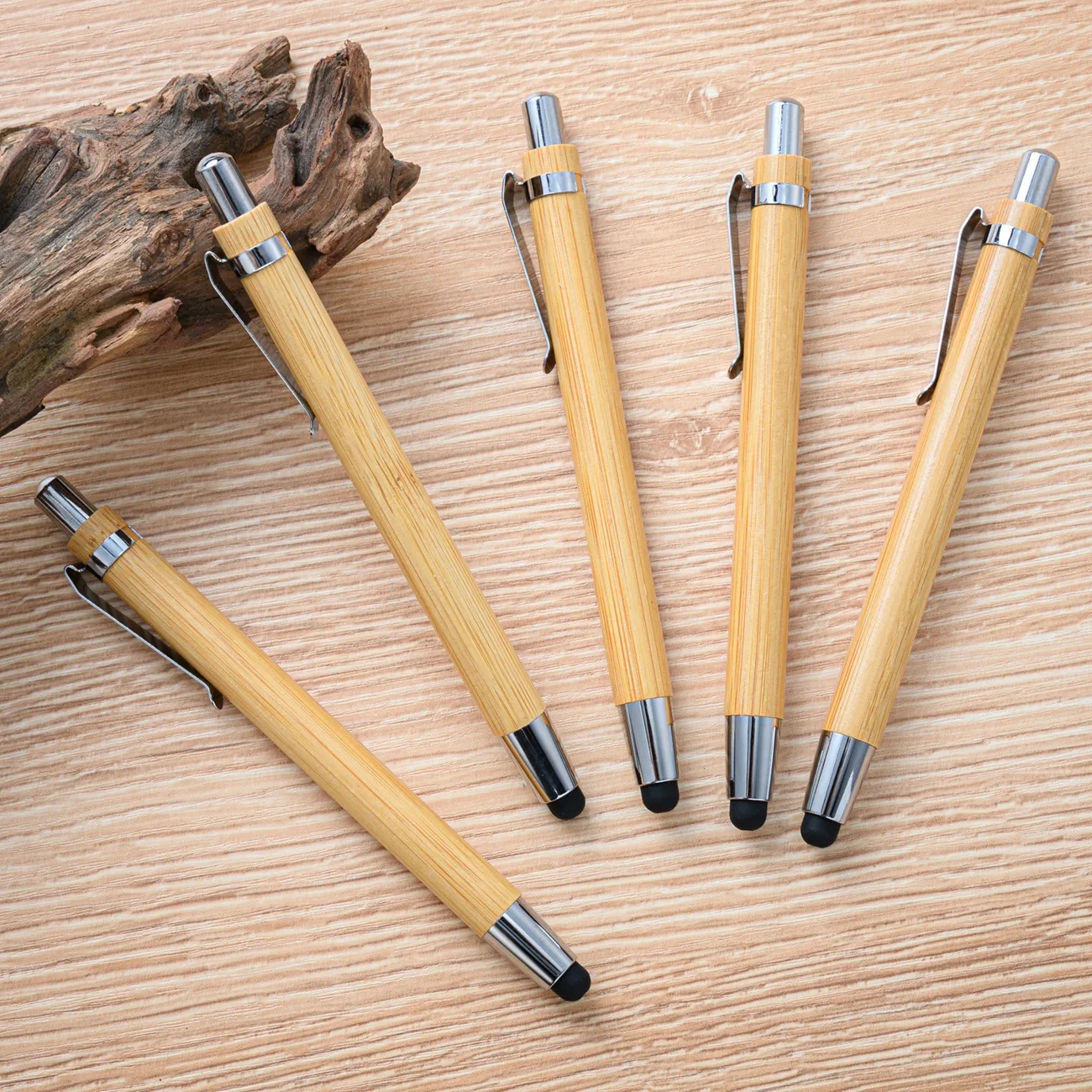 Bamboo Ballpoint Pen With Stylus 4