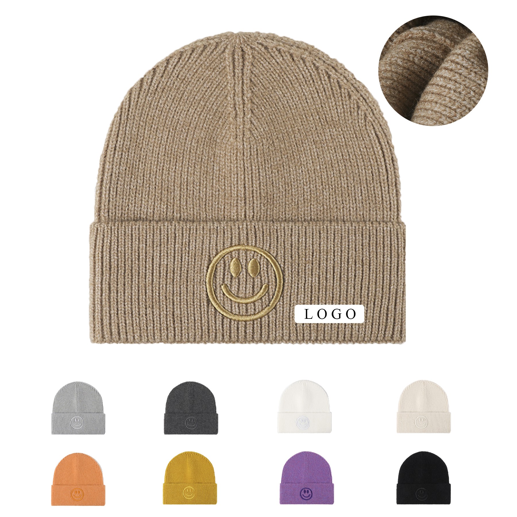Smiley Face Knitted Beanie Hat