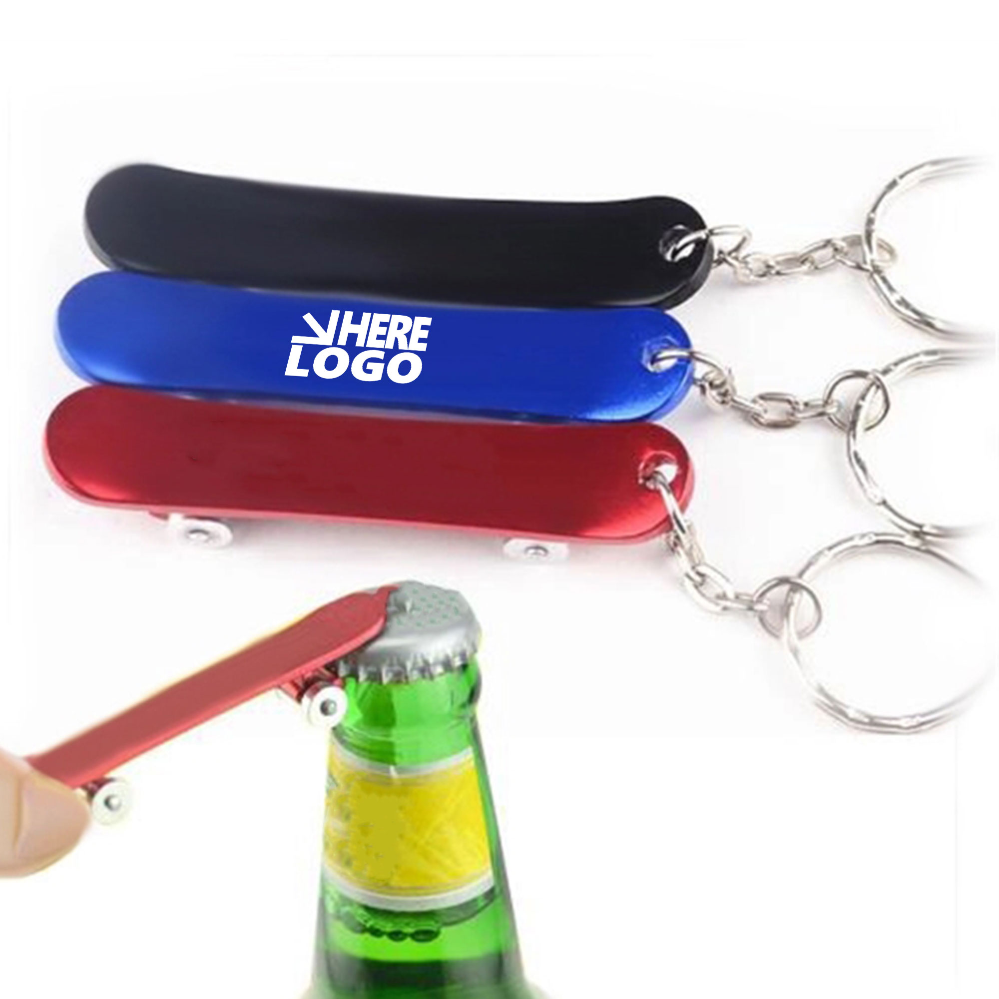 MOQ 20 Skateboard Shape Bottle Opener Keychain 2