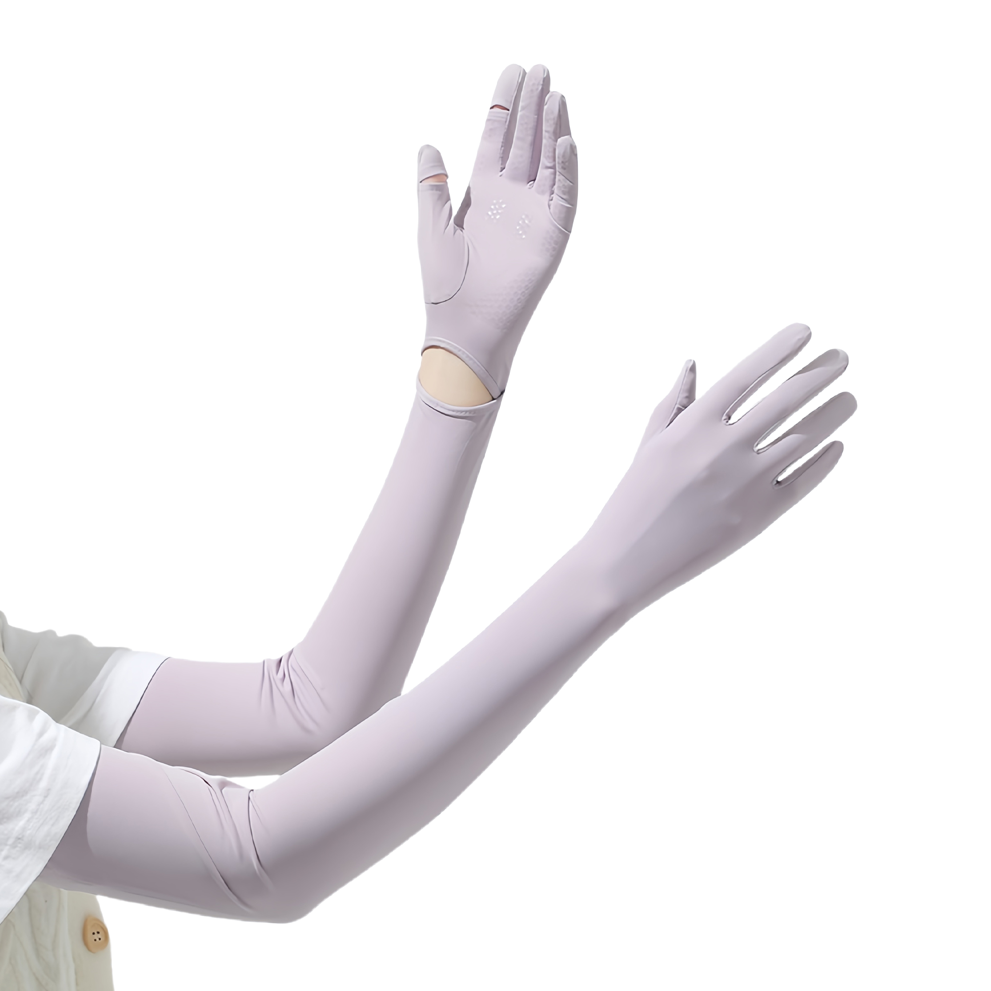 Women's Long Thin Sun Sleeves UV Protection Arm Covers Outdoor Cycling Cool Touch Screen Gloves 9