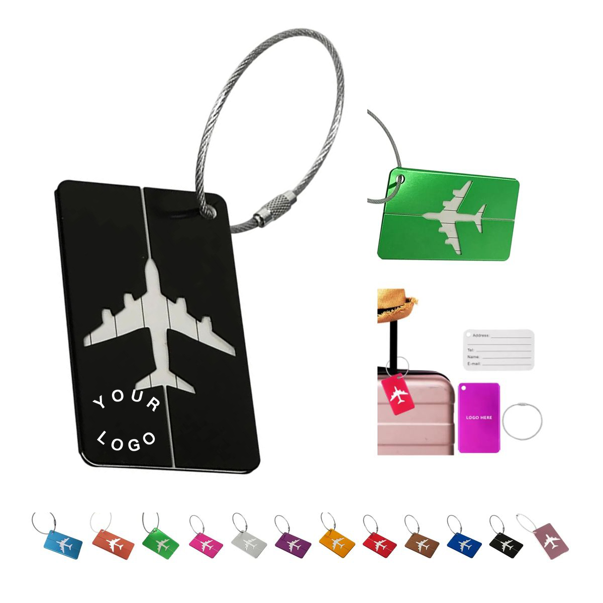Durable Aluminum Luggage Tag with Steel Wire Loop 1