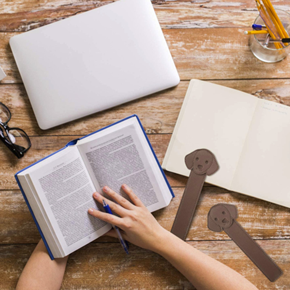 Waterproof Dog Pattern Leather Bookmark 4