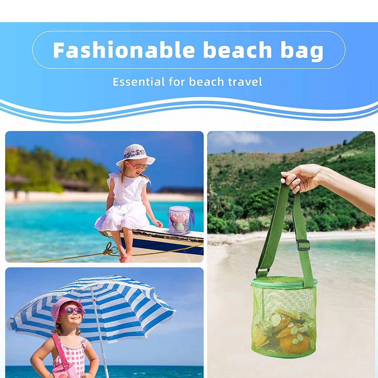 Nylon Mesh Beach Cylindrical Storage Bag 6