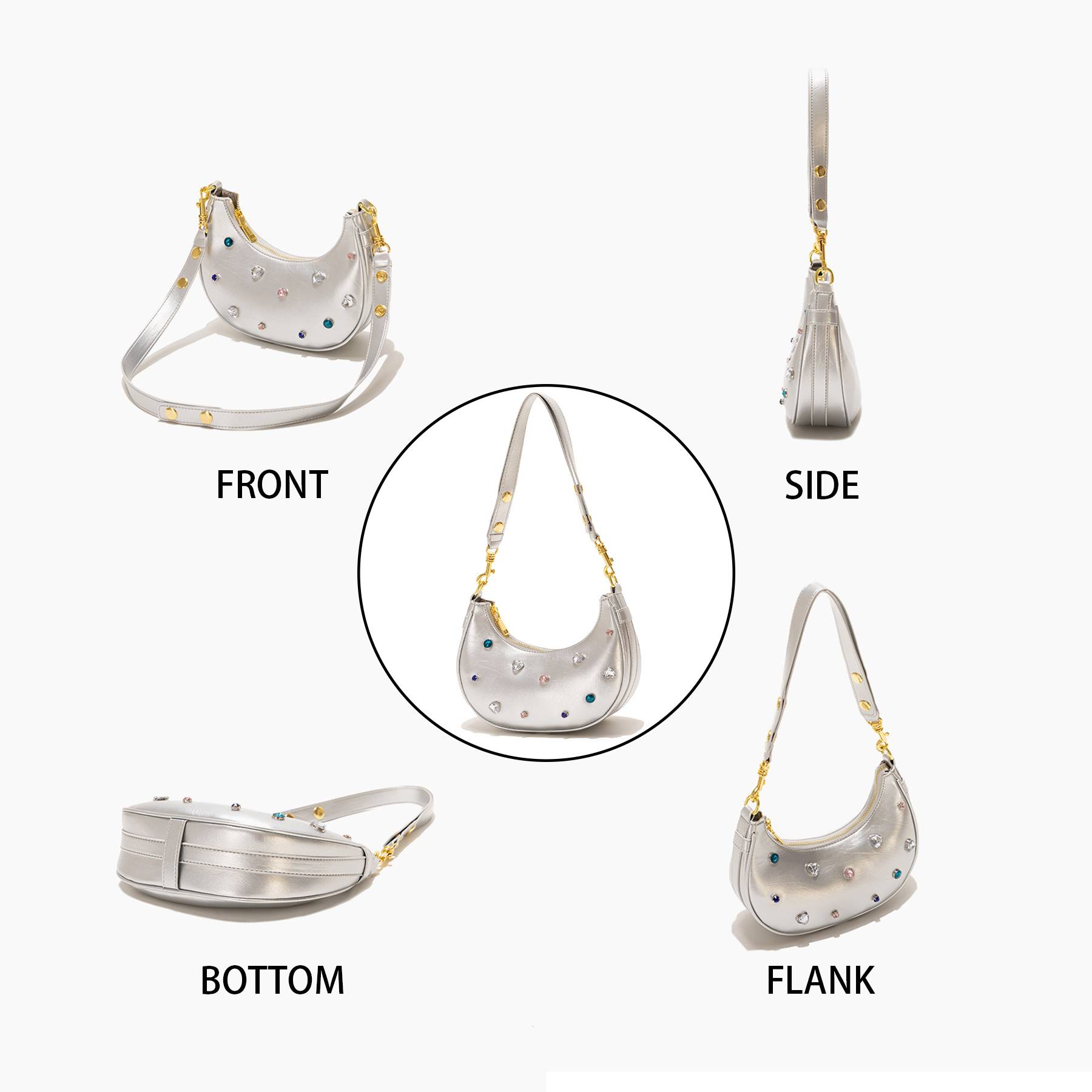 PU Leather Diamond-embellished Cross-body Bag For Women 4