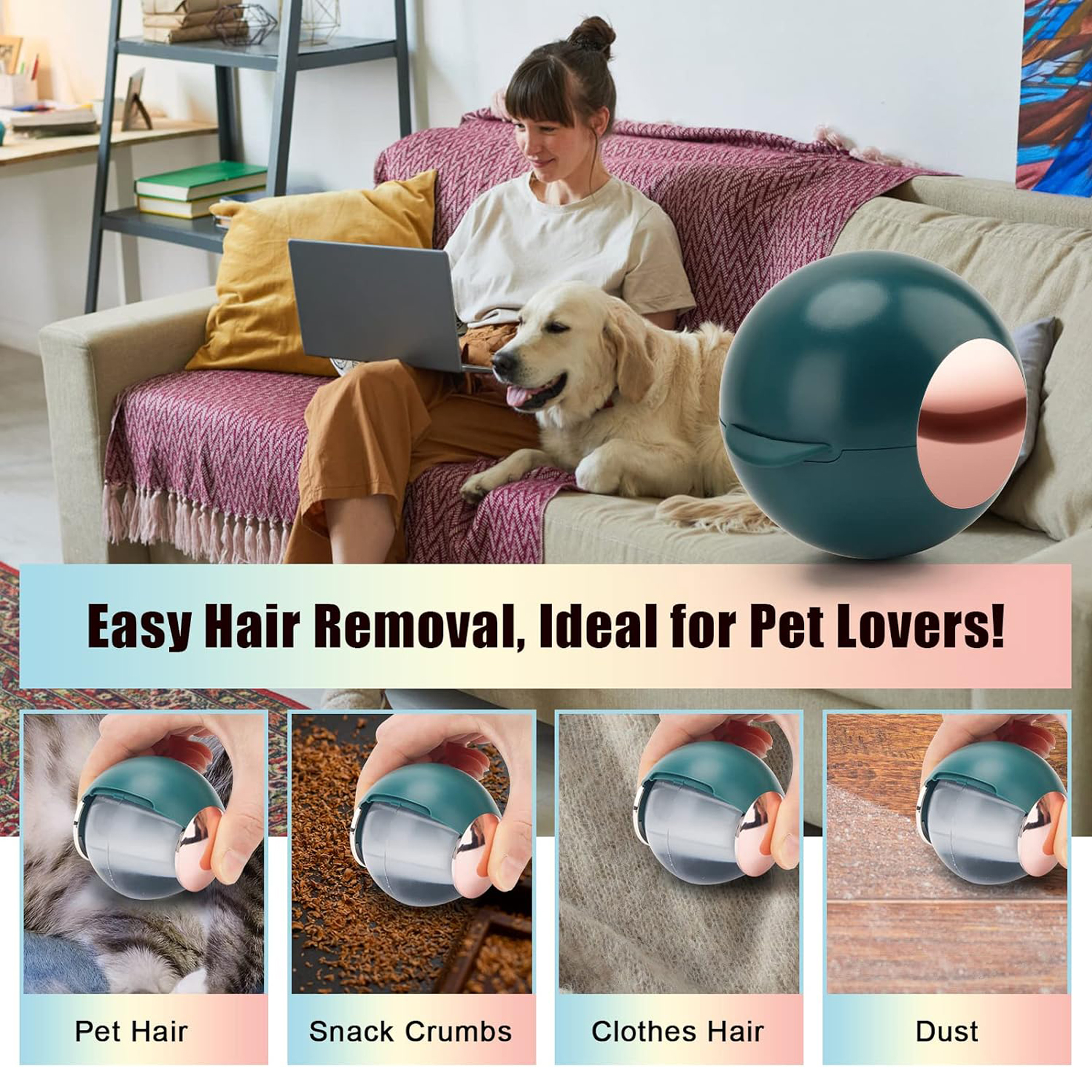 Pet Hair Remover Gel Roller Ball 4