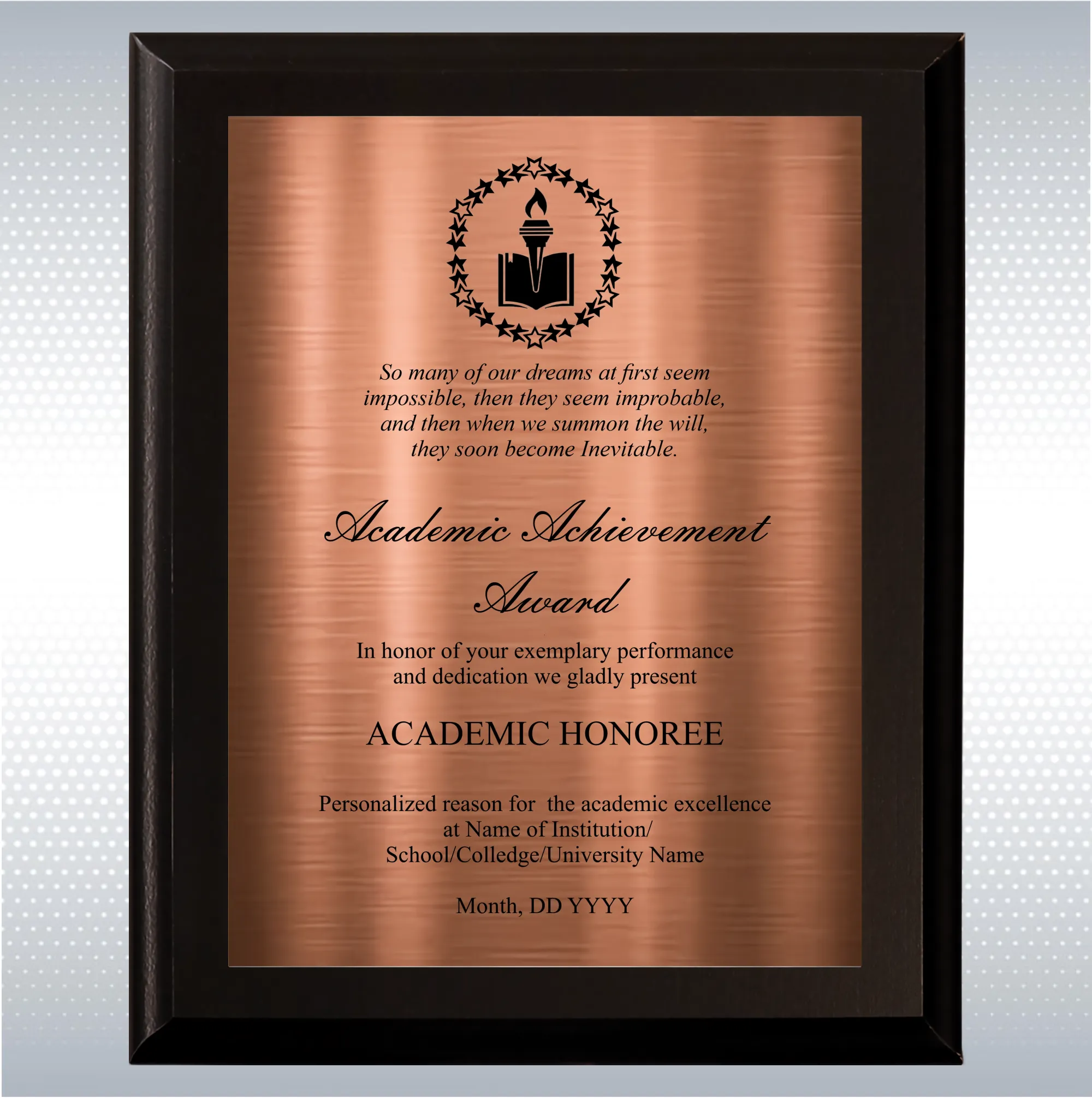 Black Matte Plaque Academic Achievement Award 11