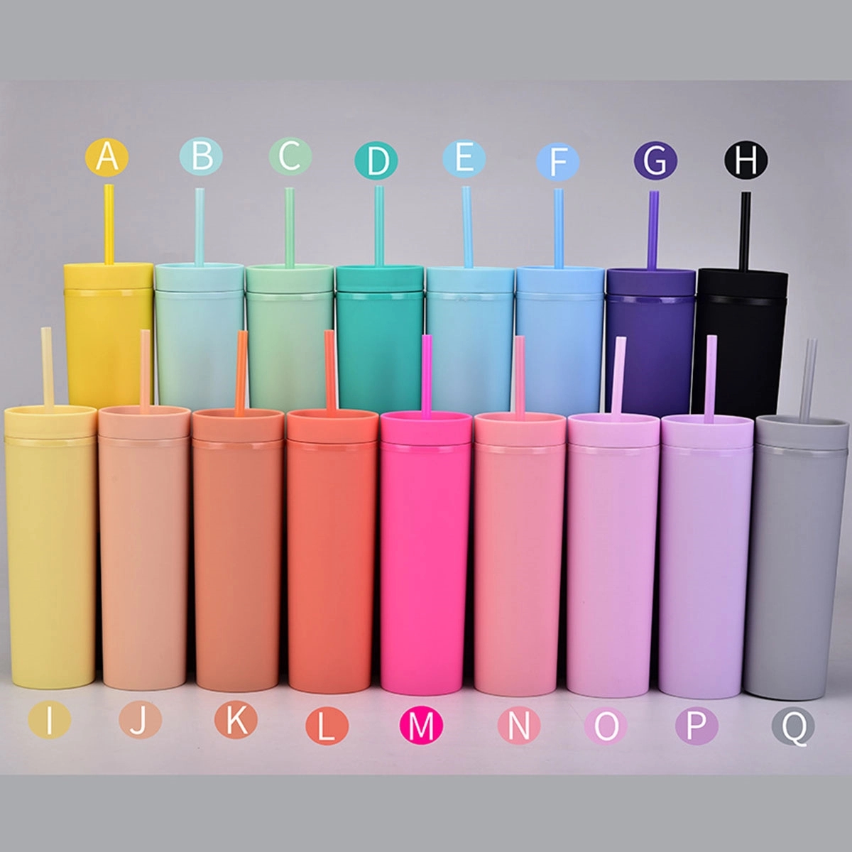16 Oz Skinny Colored Acrylic Tumbler Double Wall 4