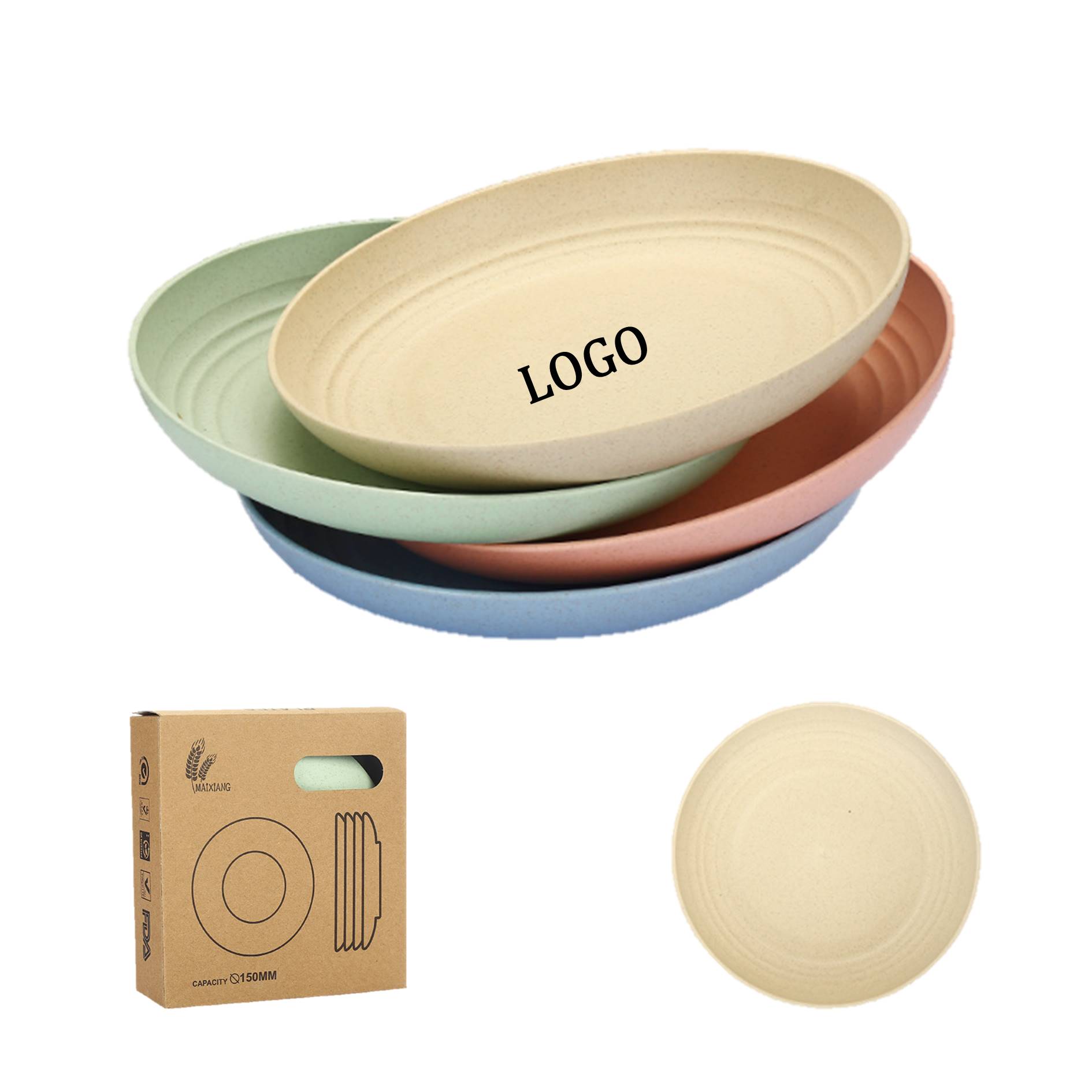 4 PACK Lightweight Wheat Straw Plates 2