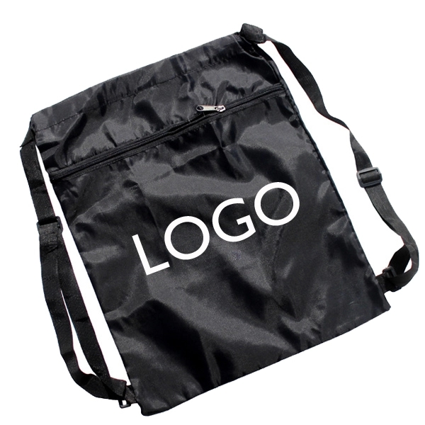 Front Zipper Drawstring Strap Bag 4