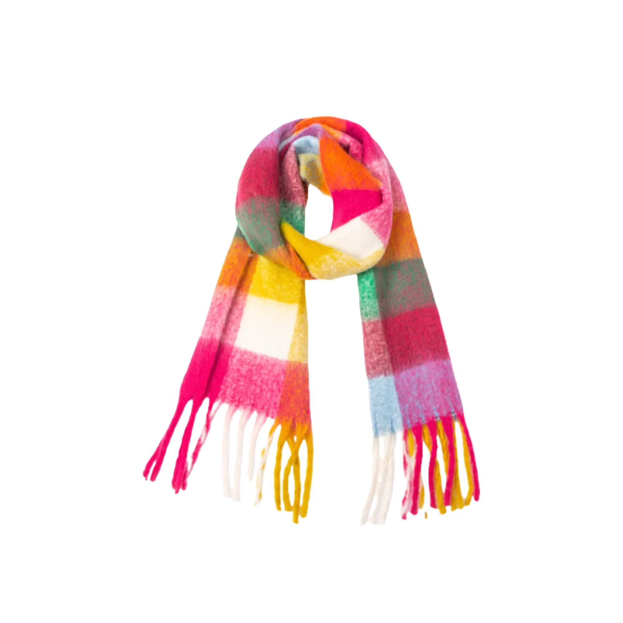 Colorful Wool Blend Plaid Scarf 3