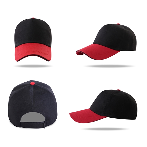 Stock 2-Tone Poly Cotton 5 Panel Cap, Hook-And-Loop Fastener 8