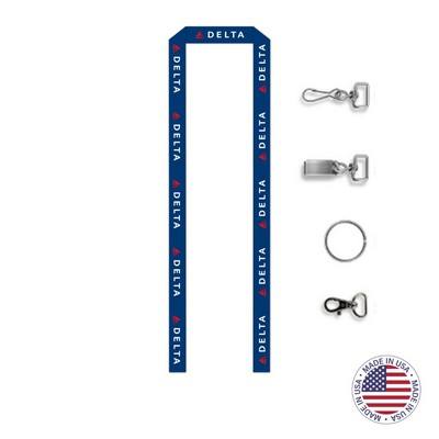 USA Made Full Color Digitally Sublimated Lanyard w/ Detachable Buckle - 3/4" w/ Clip Choice