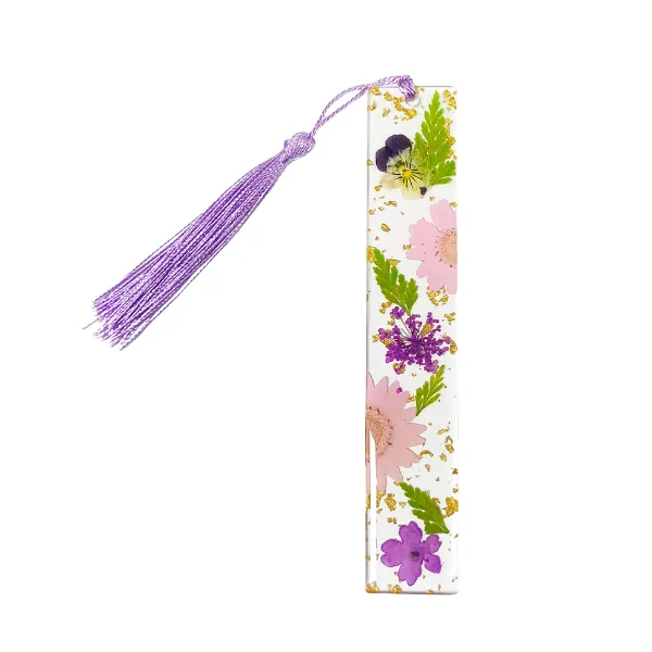 Pressed Flower Resin Bookmark with Tassel 13