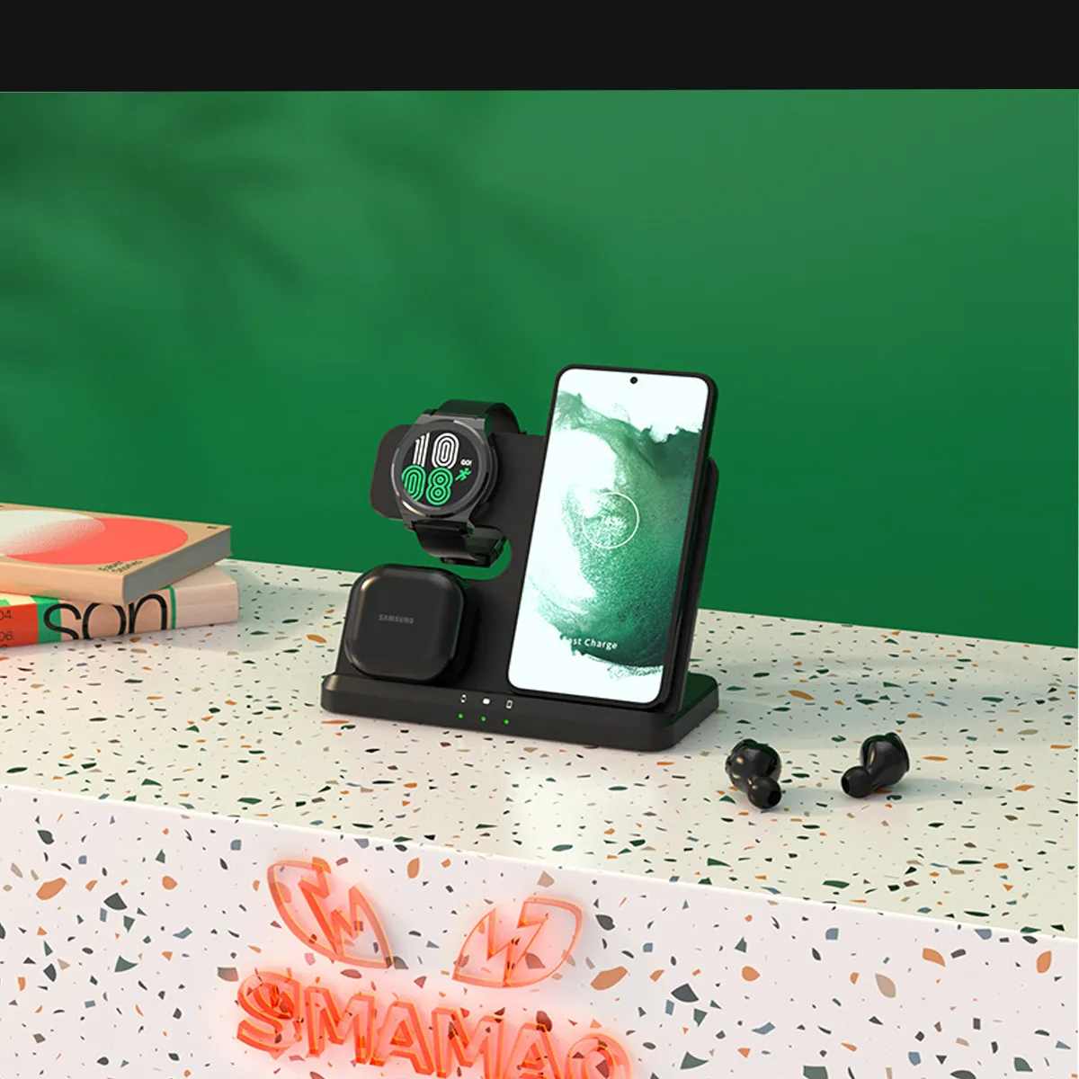 3 In 1 Dual Angle Fast Wireless Charging Stand For Samsung 1