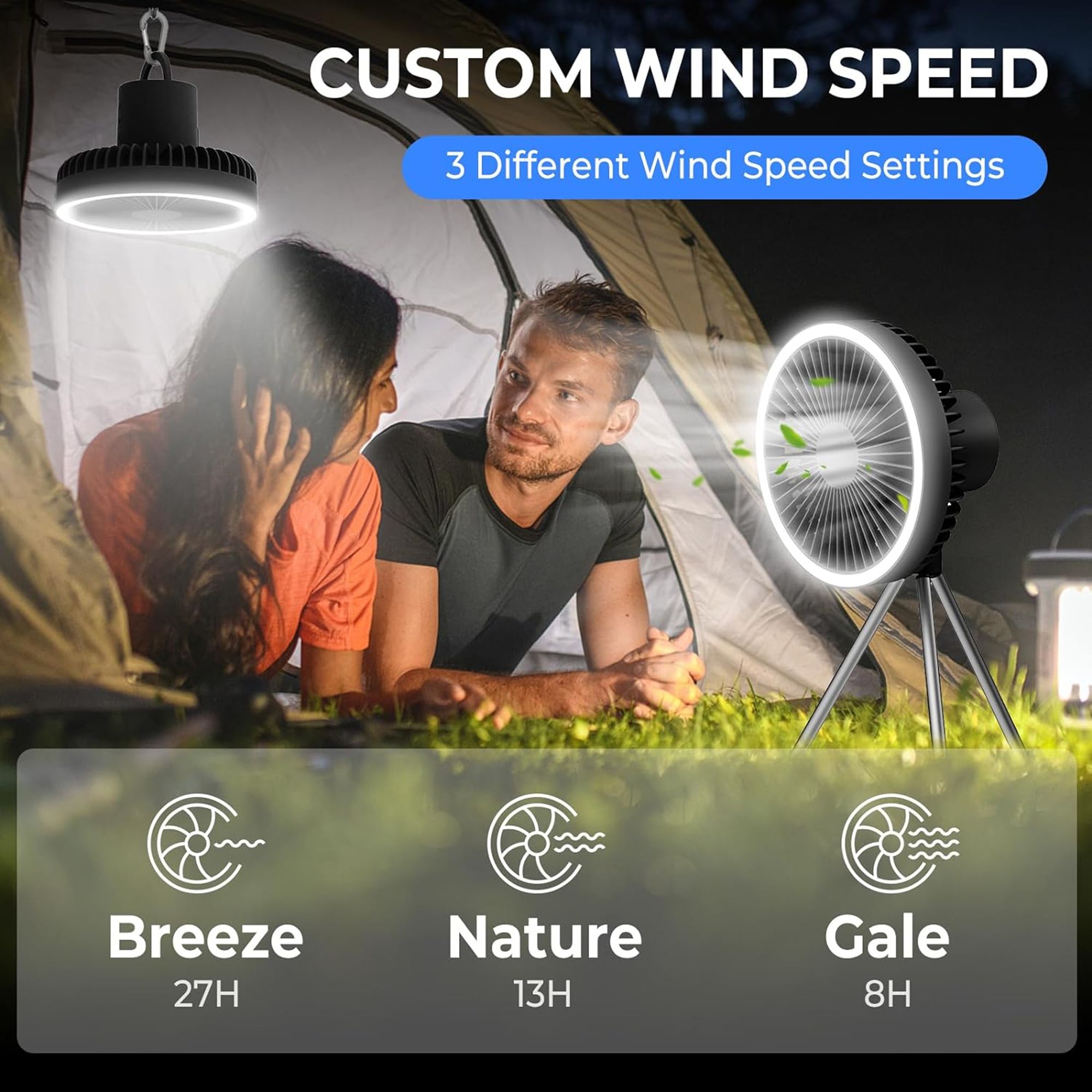 Camping Fan With LED Lantern 5
